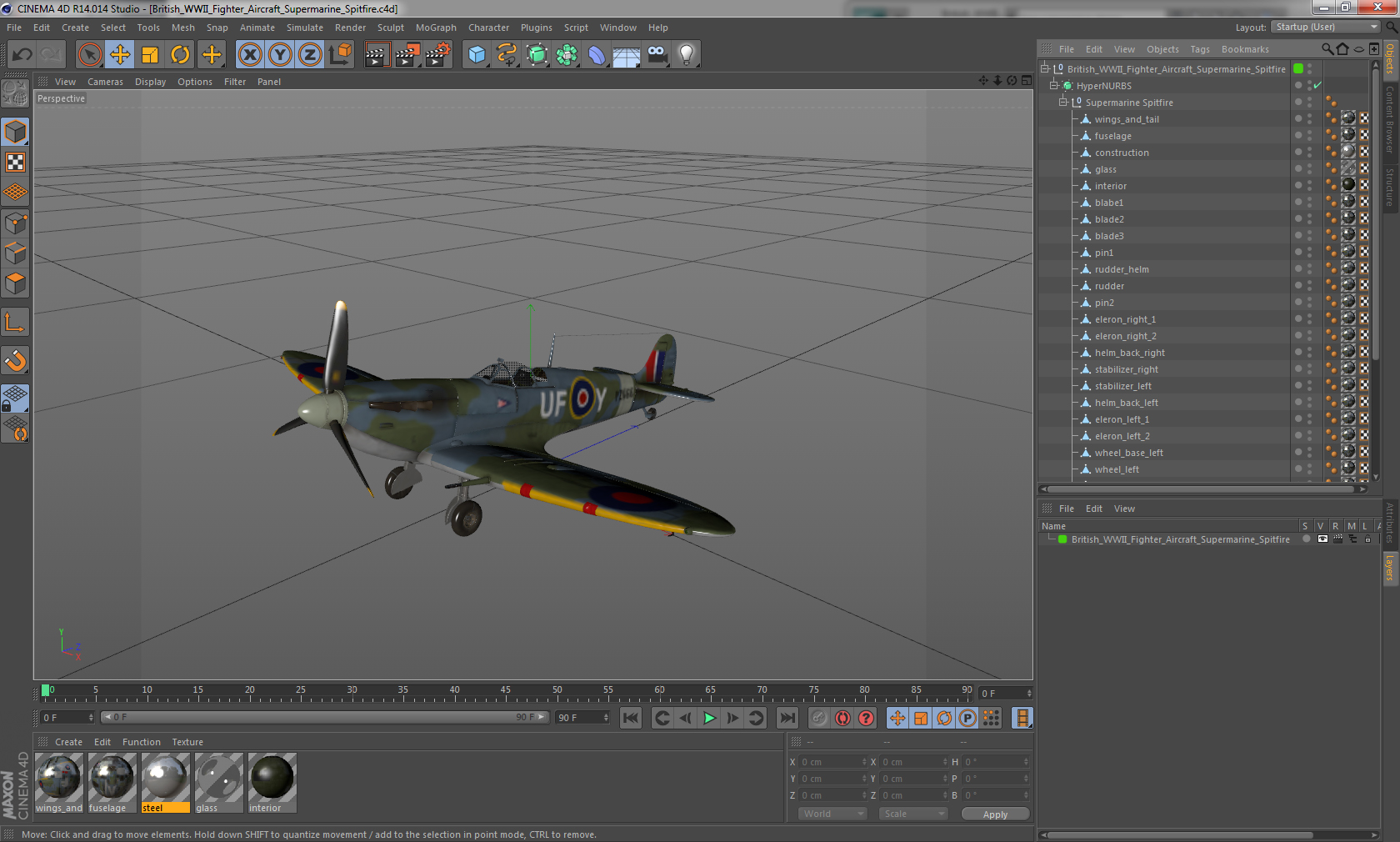 3D model British WWII Fighter Aircraft Supermarine Spitfire