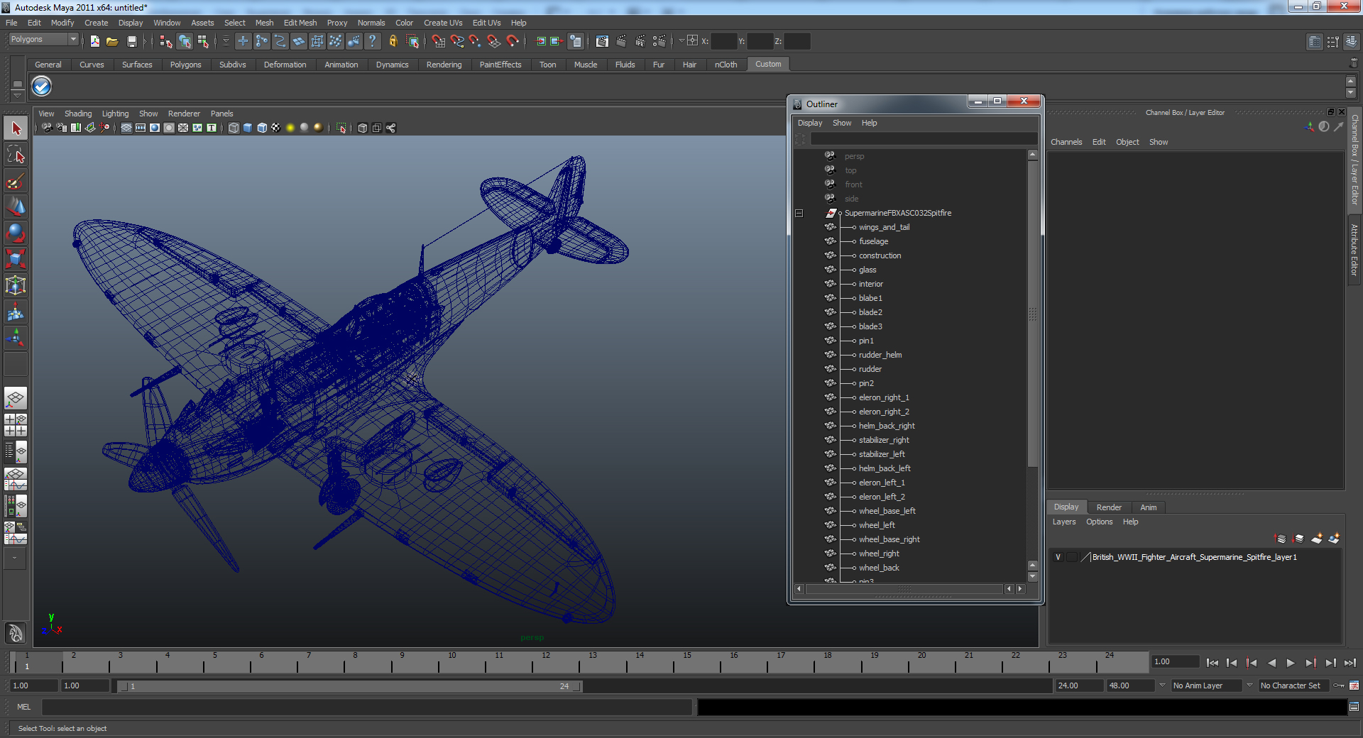 3D model British WWII Fighter Aircraft Supermarine Spitfire