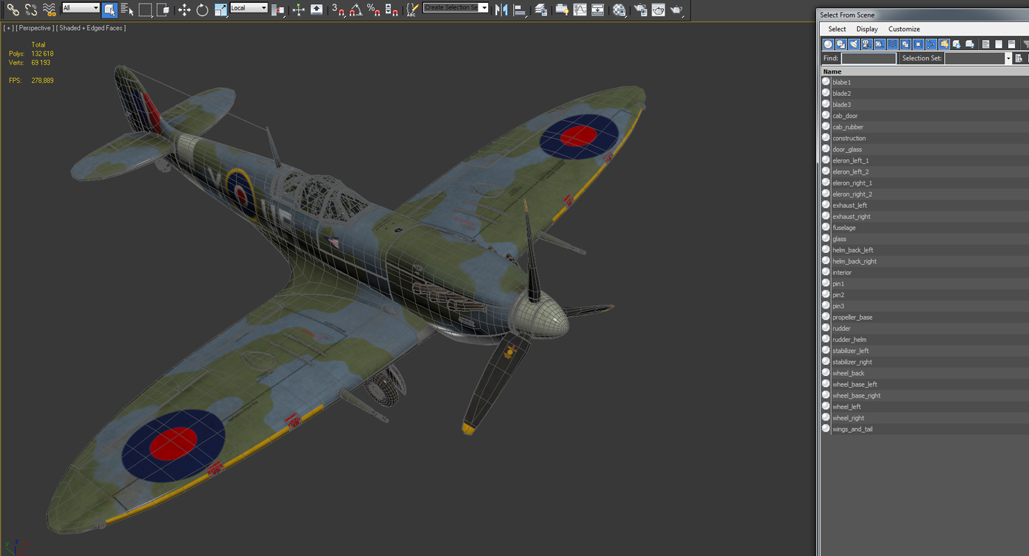 3D model British WWII Fighter Aircraft Supermarine Spitfire
