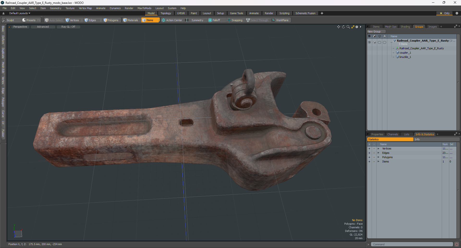 3D Railroad Coupler AAR Type E Rusty model