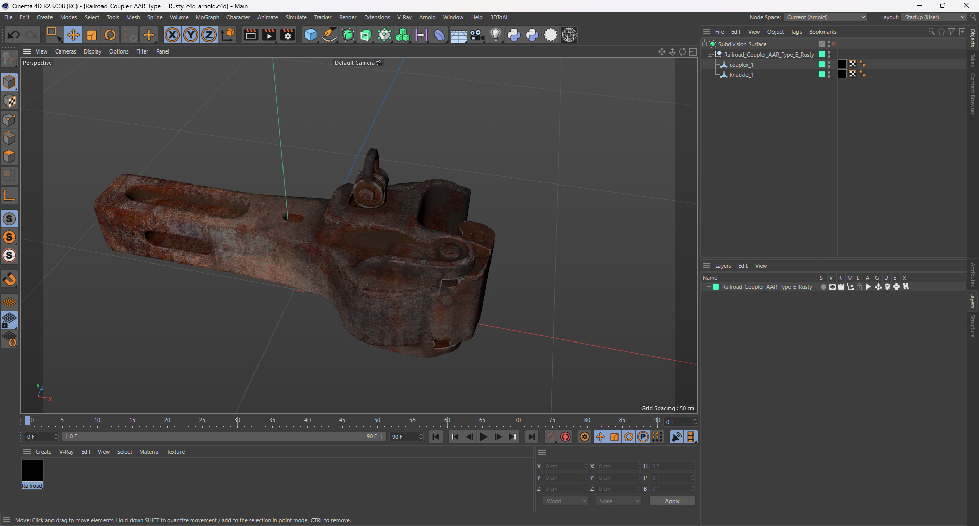 3D Railroad Coupler AAR Type E Rusty model