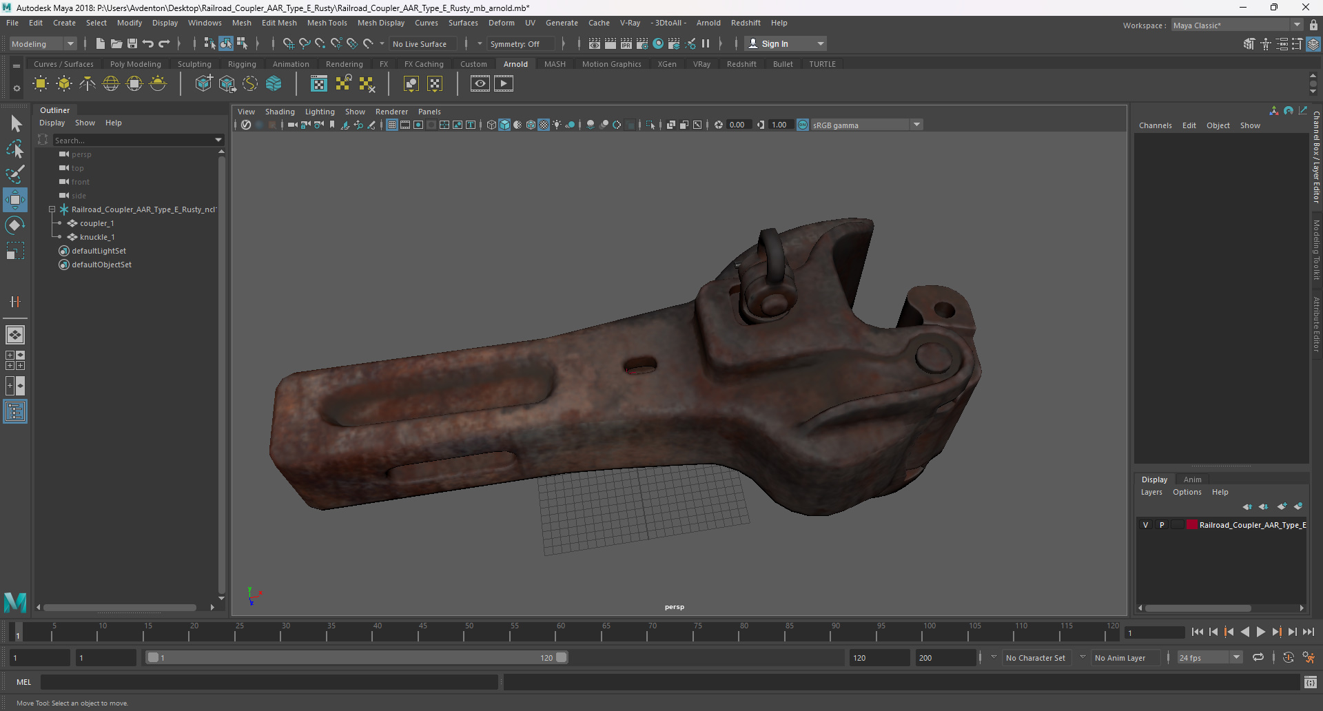3D Railroad Coupler AAR Type E Rusty model