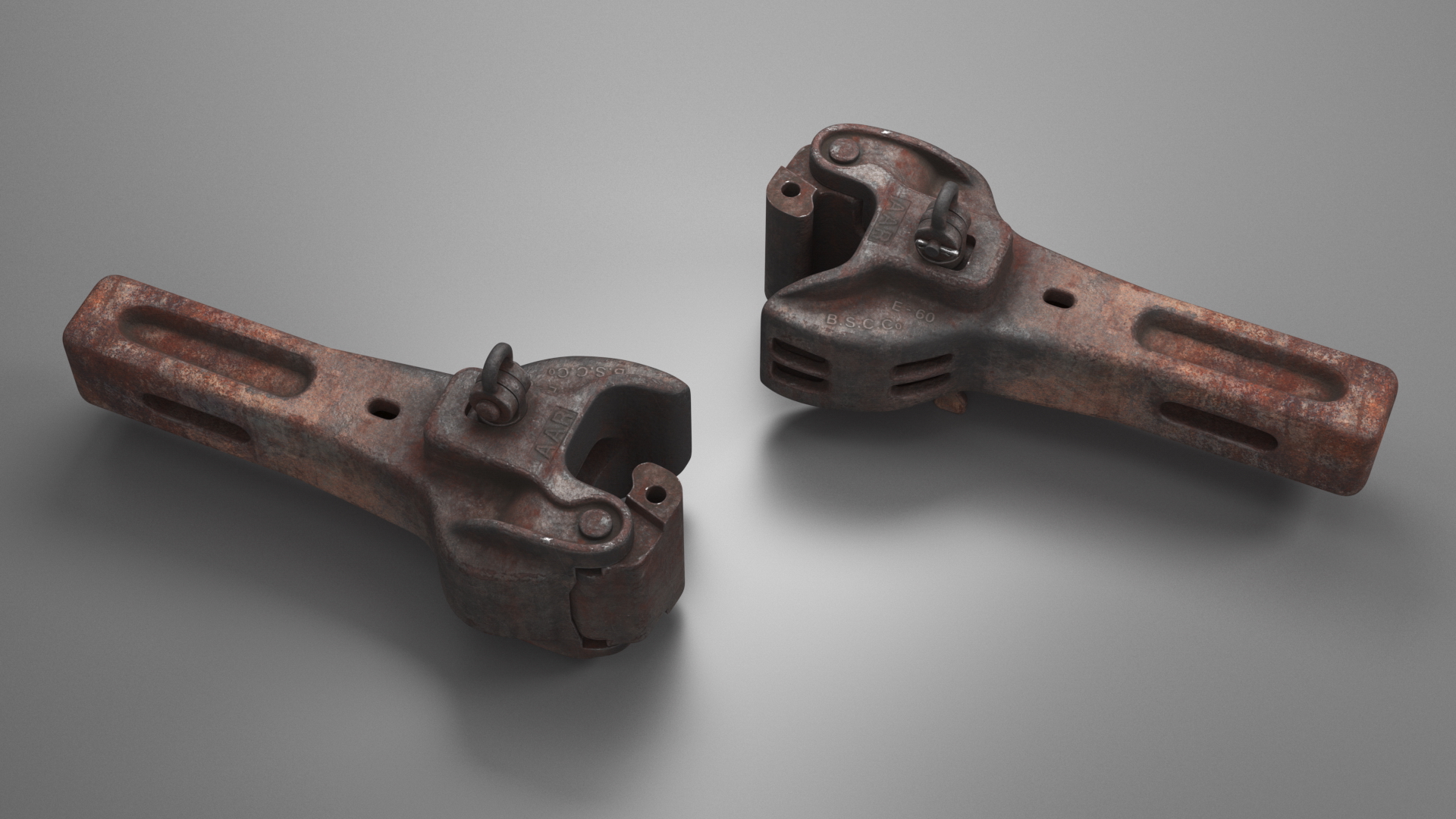 3D Railroad Coupler AAR Type E Rusty model