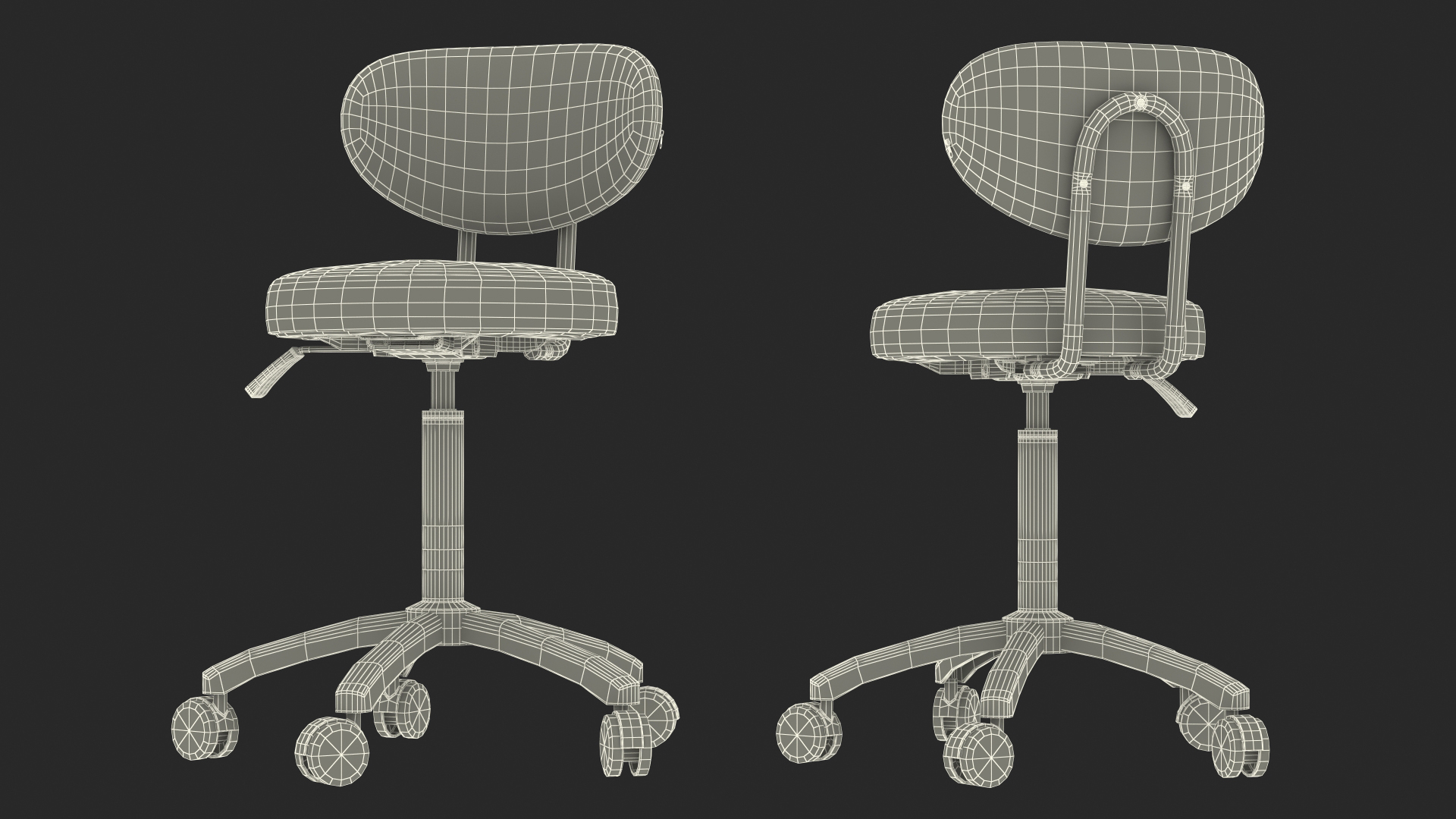 3D Office Chair with Wheels Red model