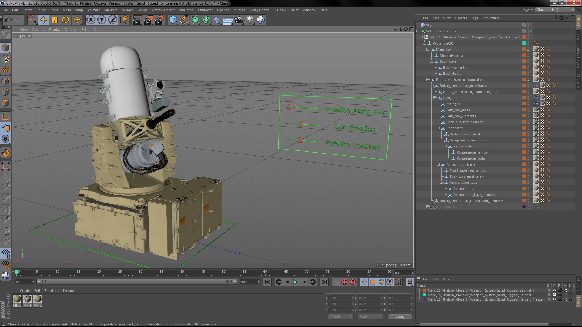 Mark 15 Phalanx Close-In Weapon System Sand Rigged for Cinema 4D 3D model