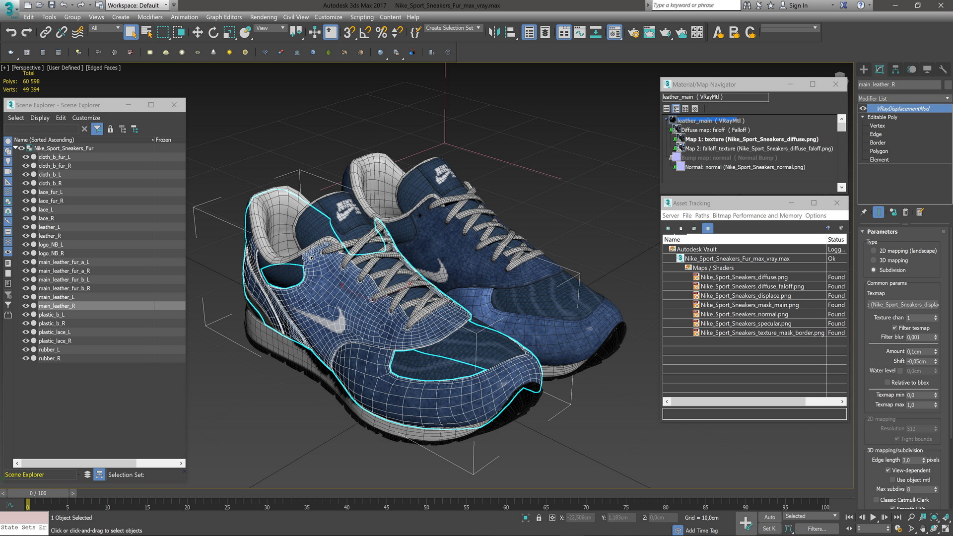3D Nike Sport Sneakers Fur model