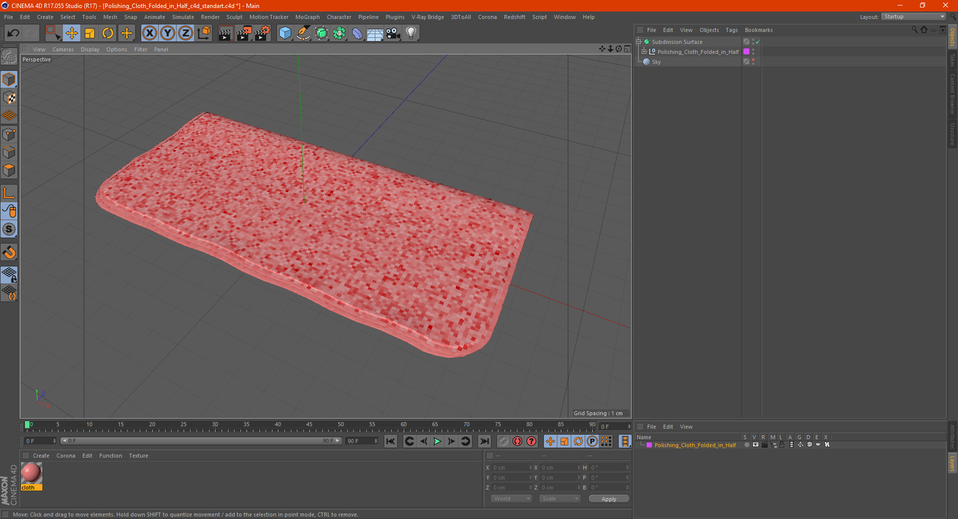 3D model Polishing Cloth Folded in Half