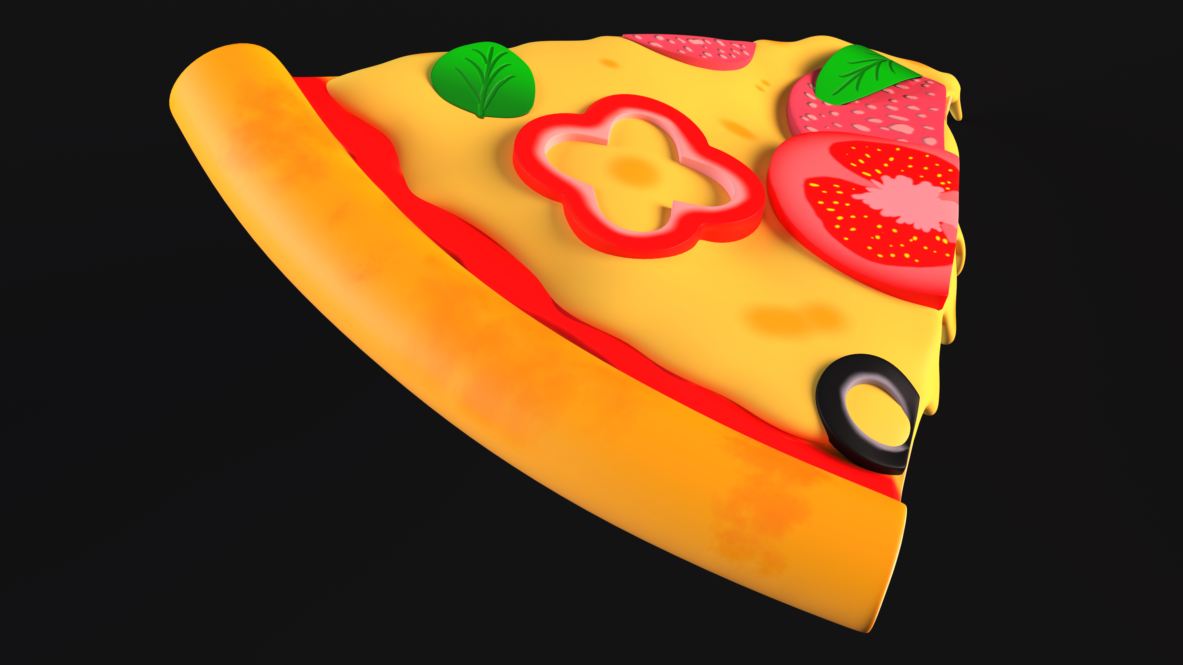 Cartoon Slice of Pepperoni Pizza, view 7