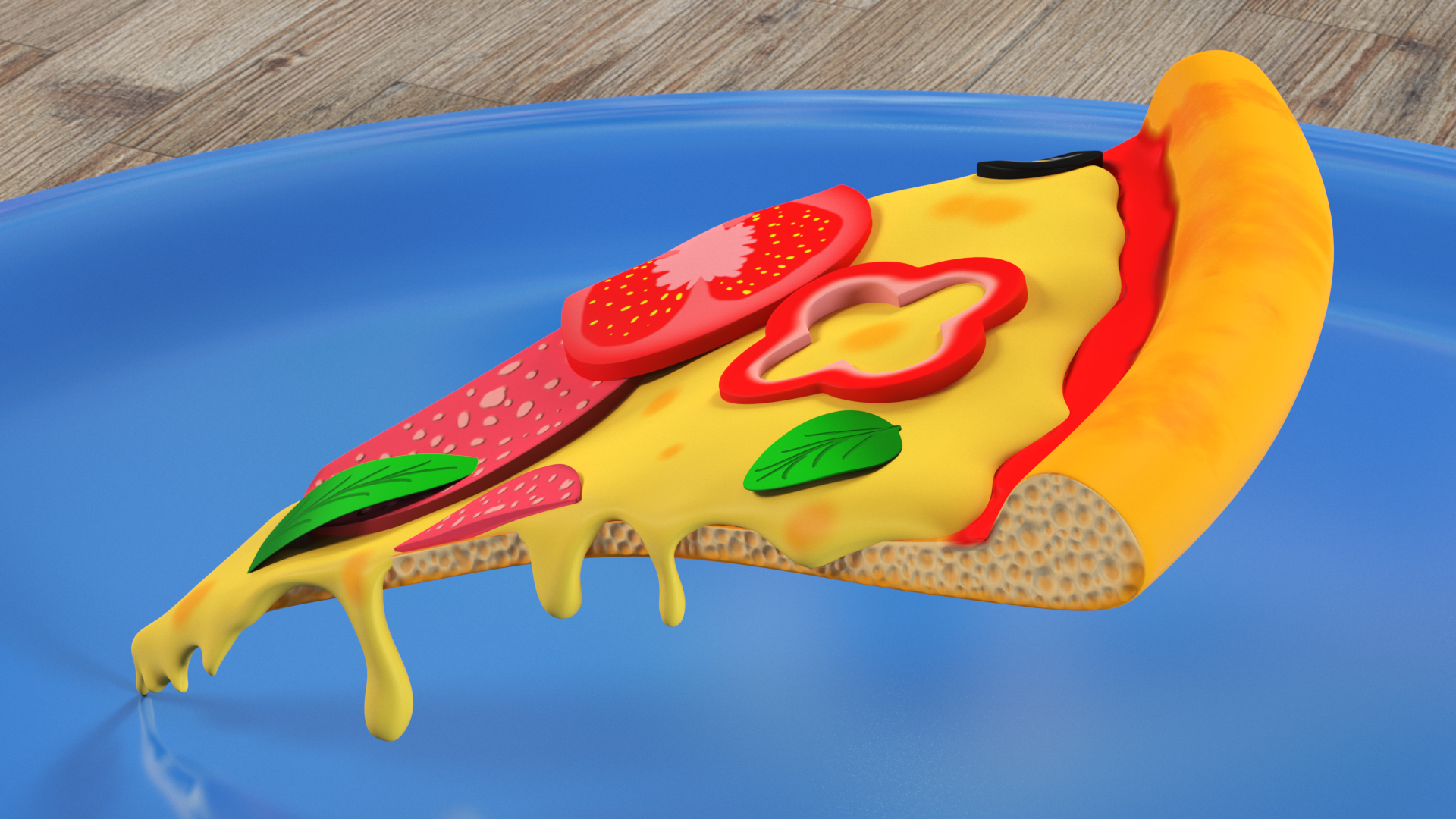 Cartoon Slice of Pepperoni Pizza, view 8