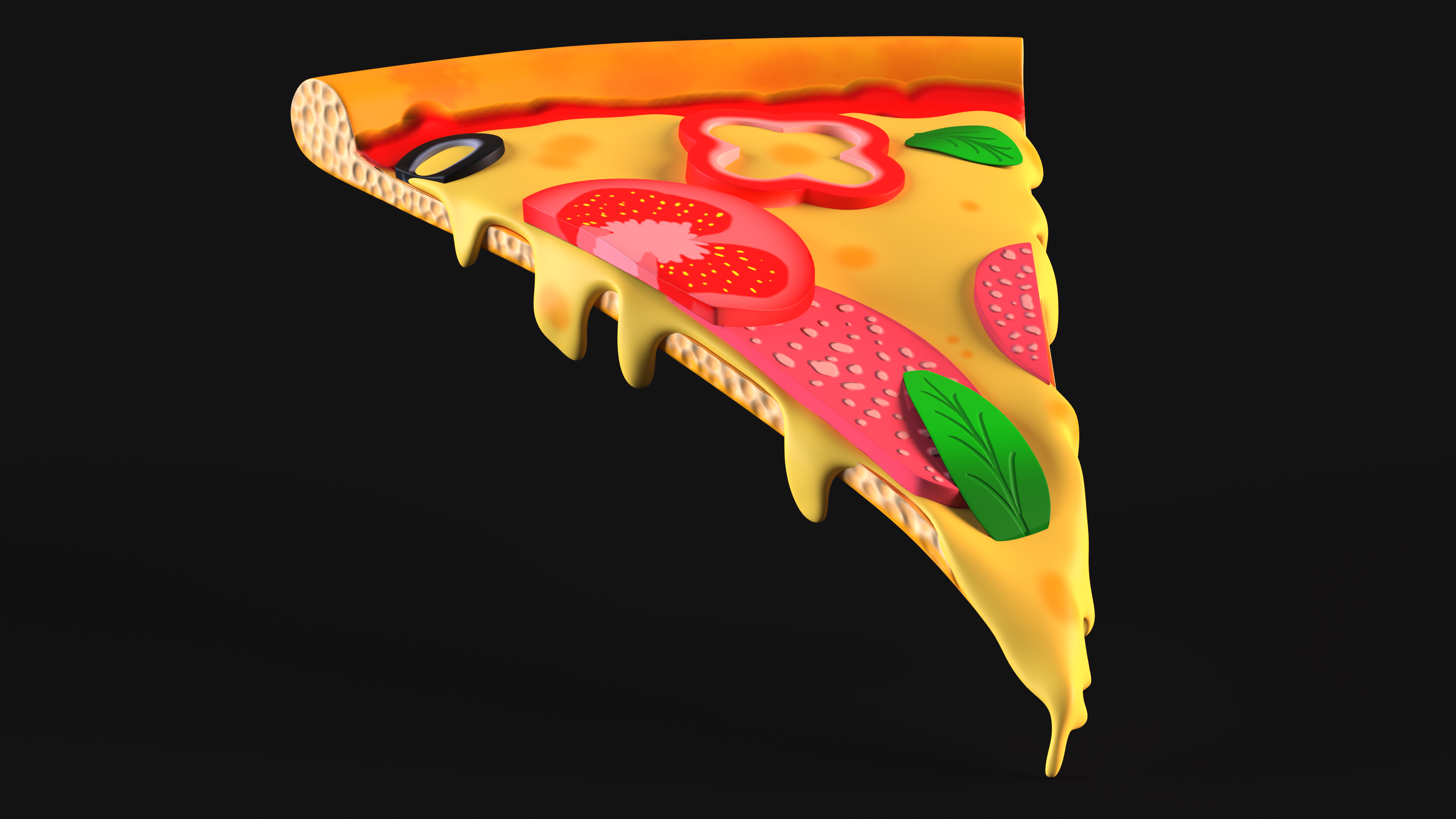 Cartoon Slice of Pepperoni Pizza, view 10