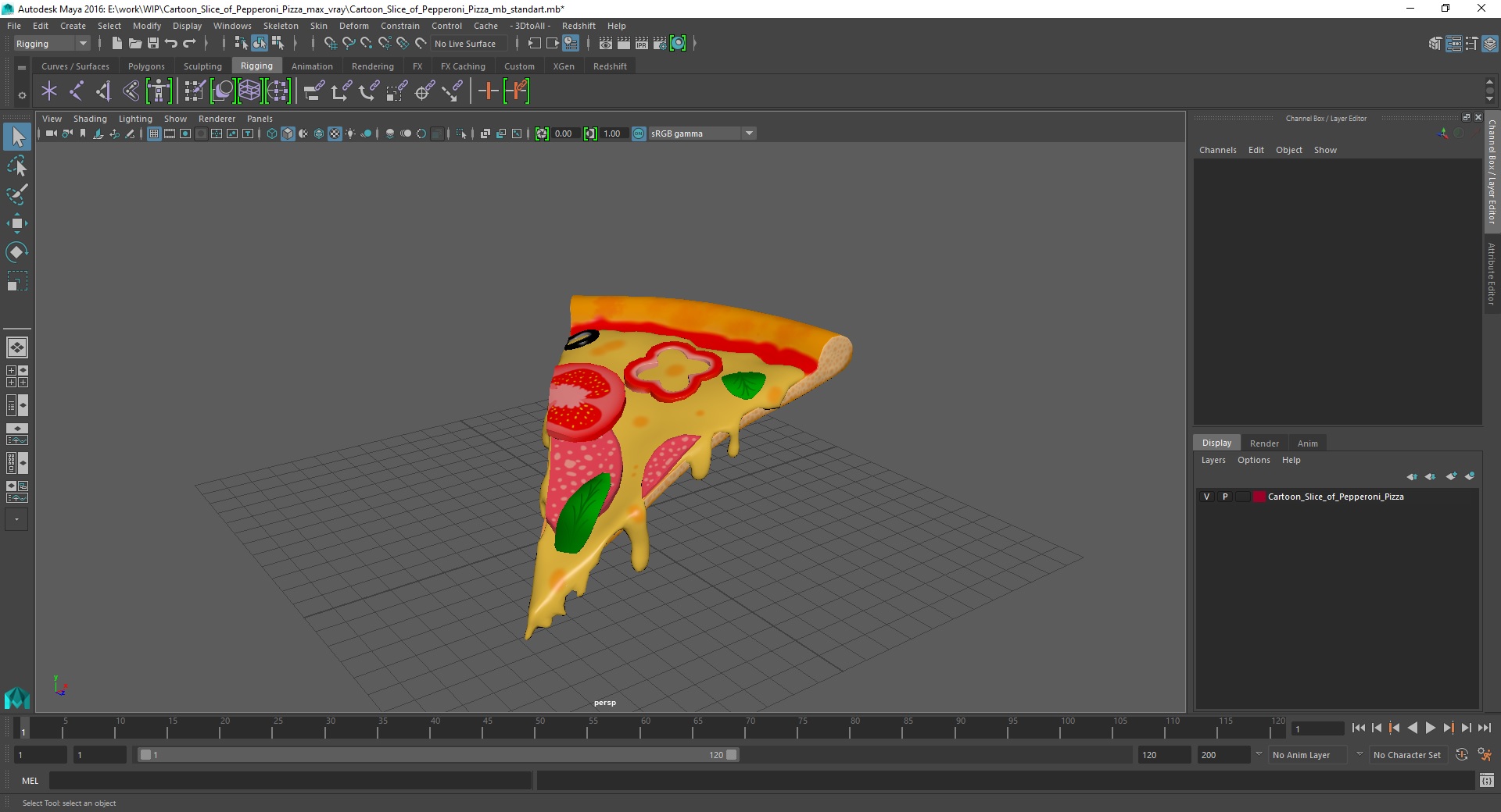 Cartoon Slice of Pepperoni Pizza 3D