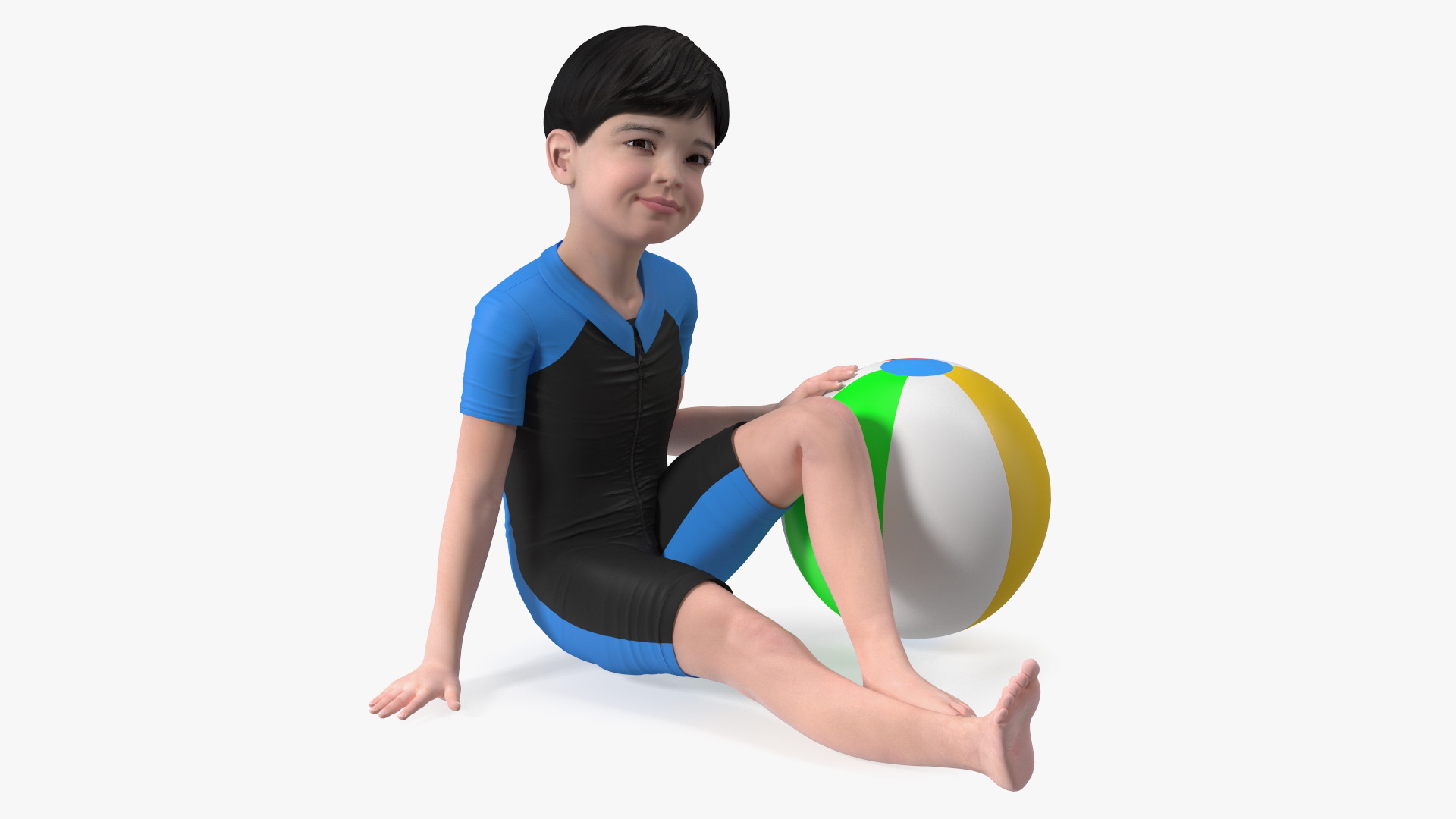 Sitting Asian Boy Beach Style 3D model