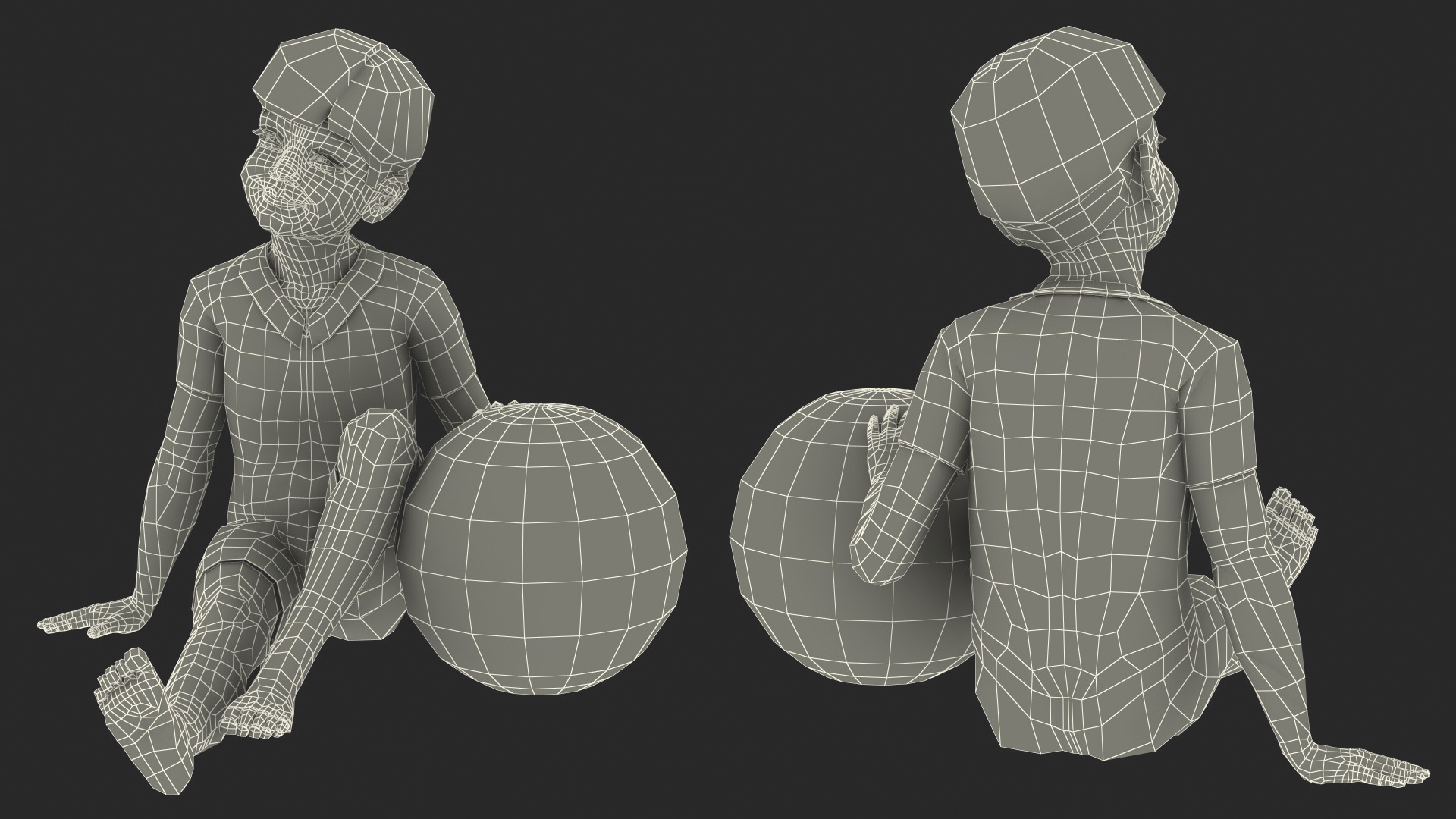 Sitting Asian Boy Beach Style 3D model