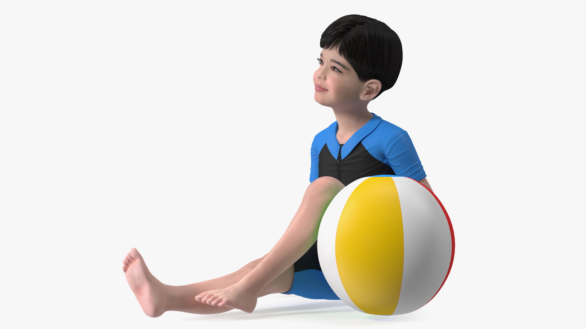 Sitting Asian Boy Beach Style 3D model