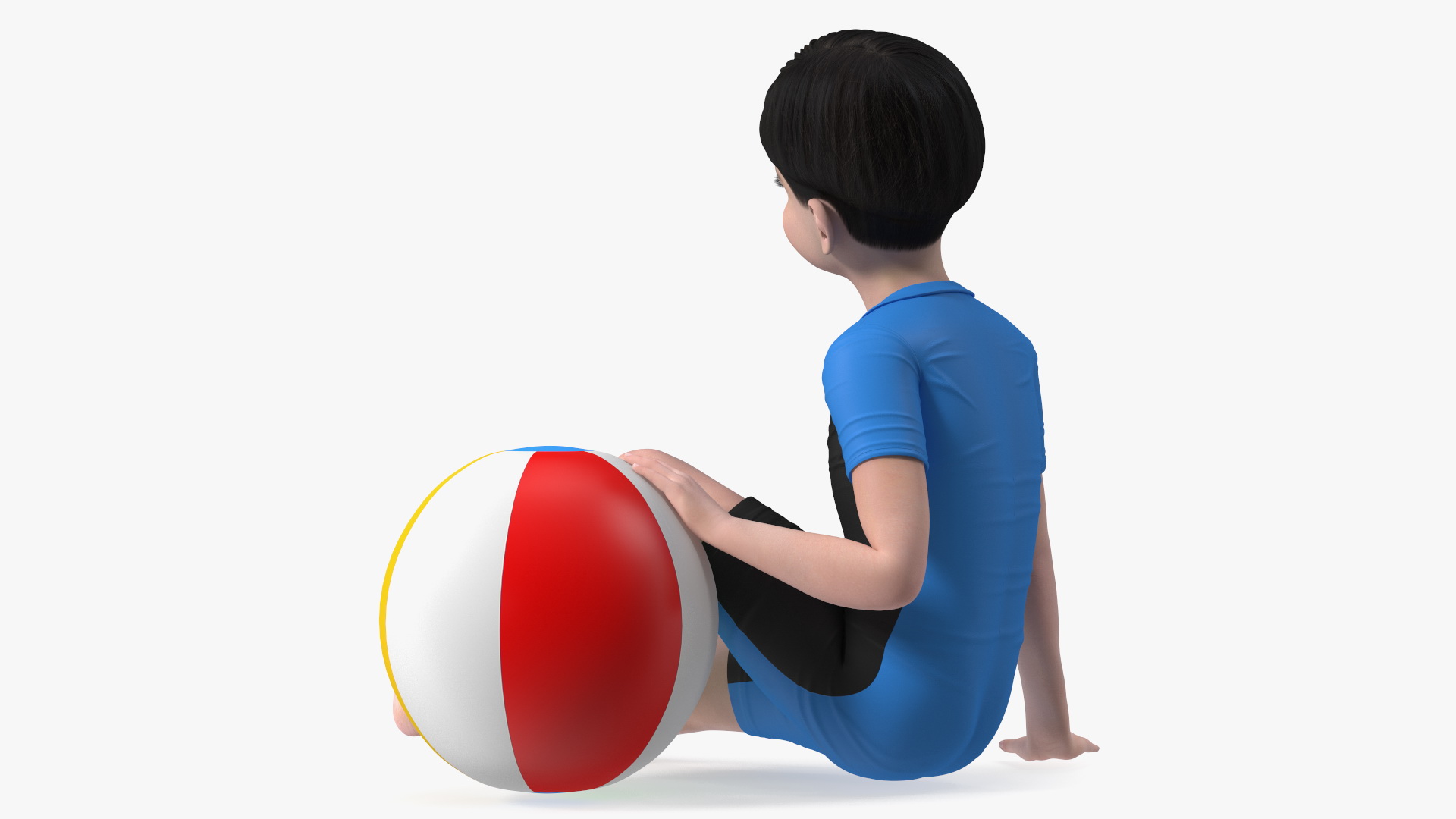 Sitting Asian Boy Beach Style 3D model