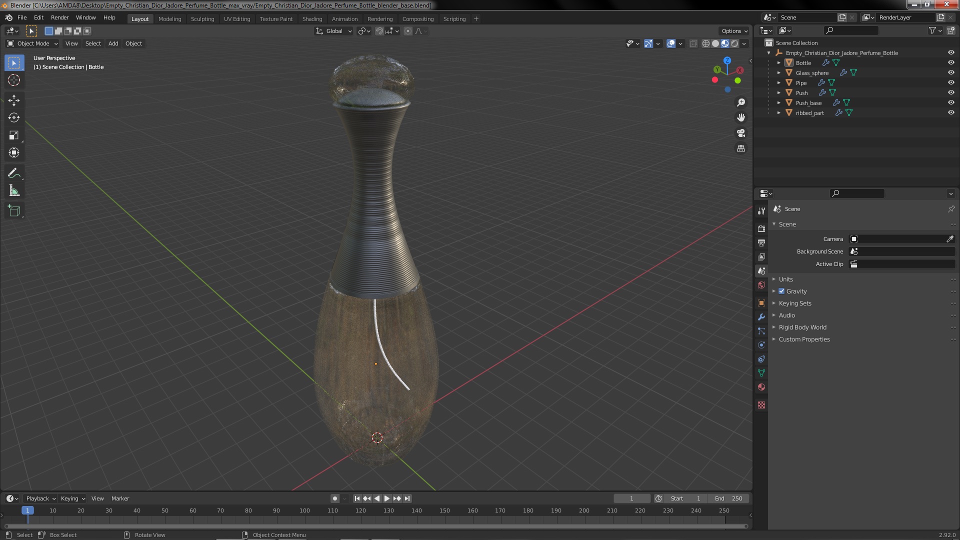 Empty Christian Dior Jadore Perfume Bottle 3D