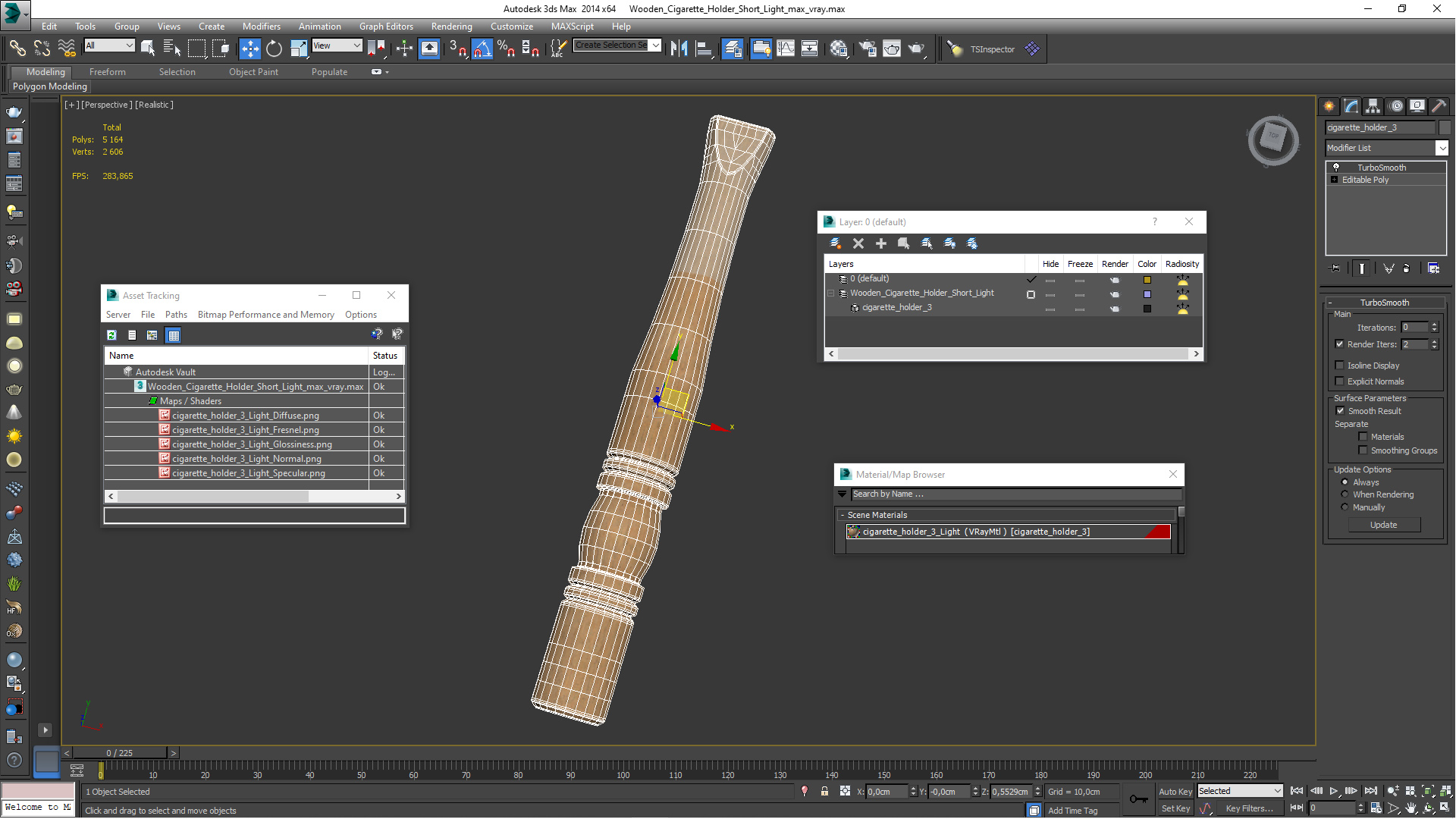 3D model Wooden Cigarette Holder Short Light