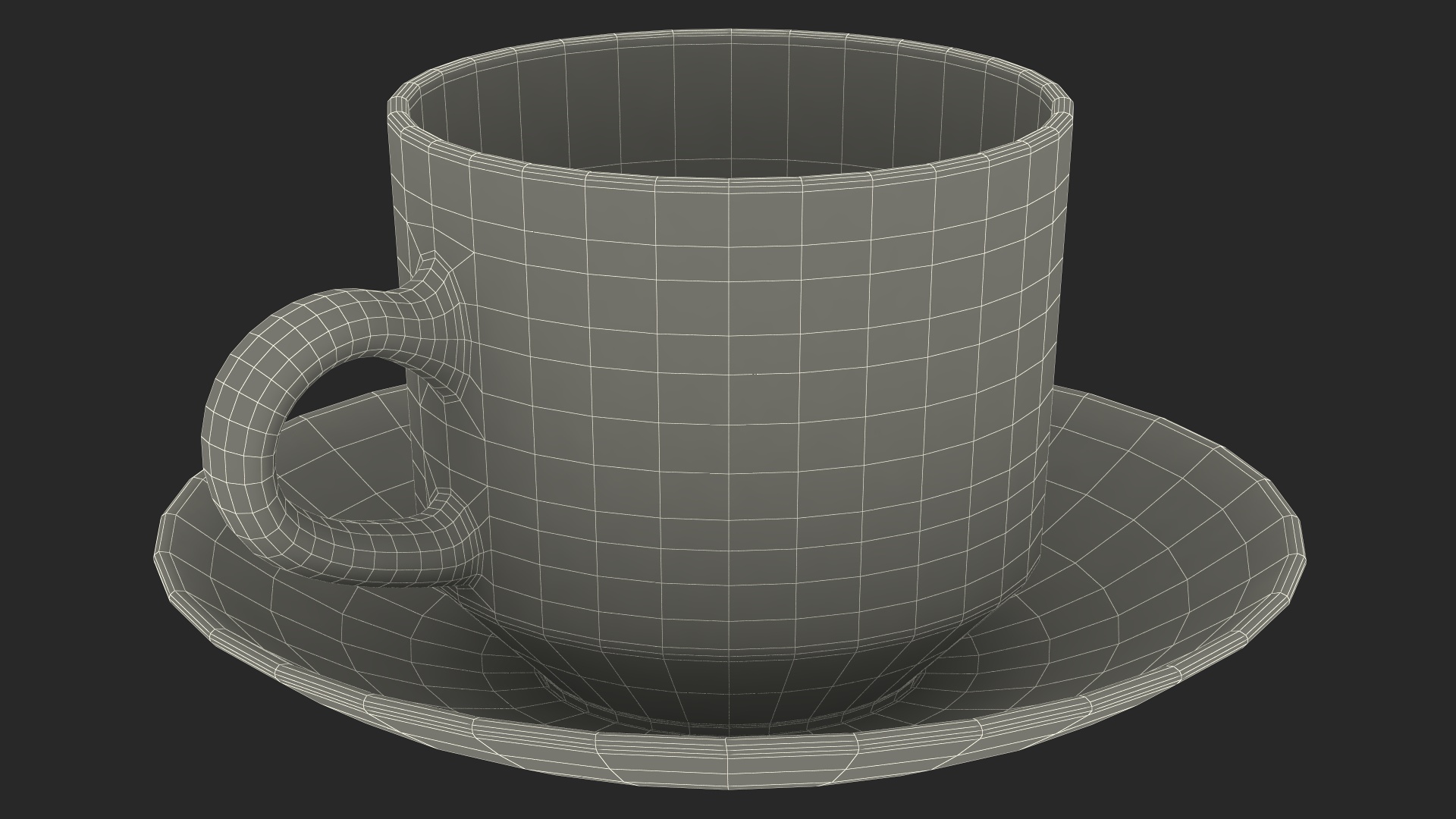 3D Glass Teacup with Saucer Large Empty