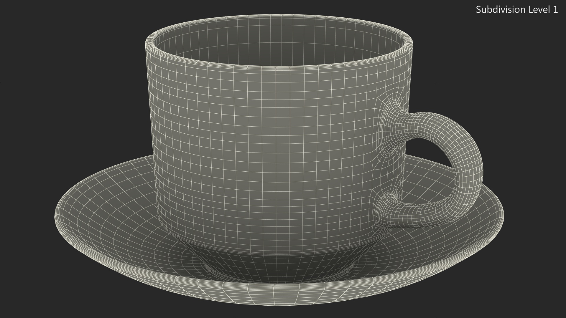 3D Glass Teacup with Saucer Large Empty
