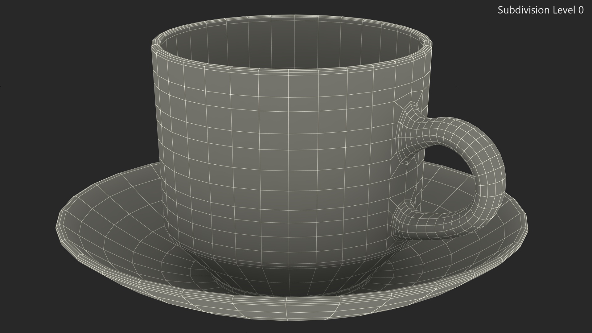 3D Glass Teacup with Saucer Large Empty
