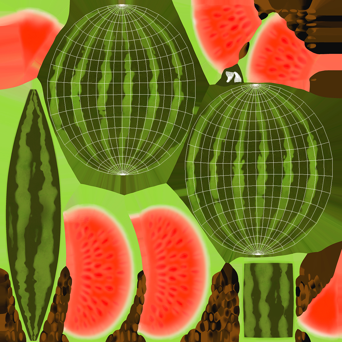 3D Cartoon Watermelon model