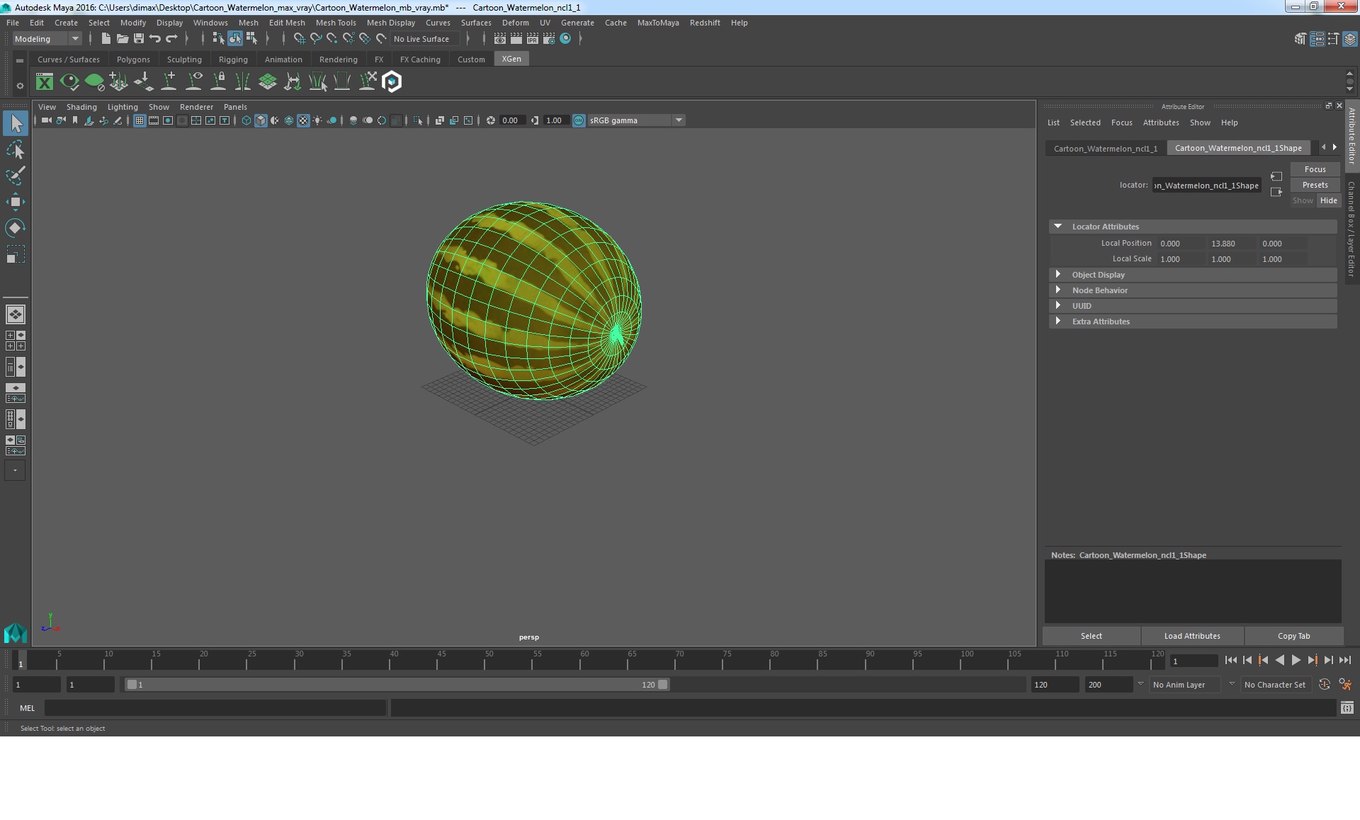 3D Cartoon Watermelon model