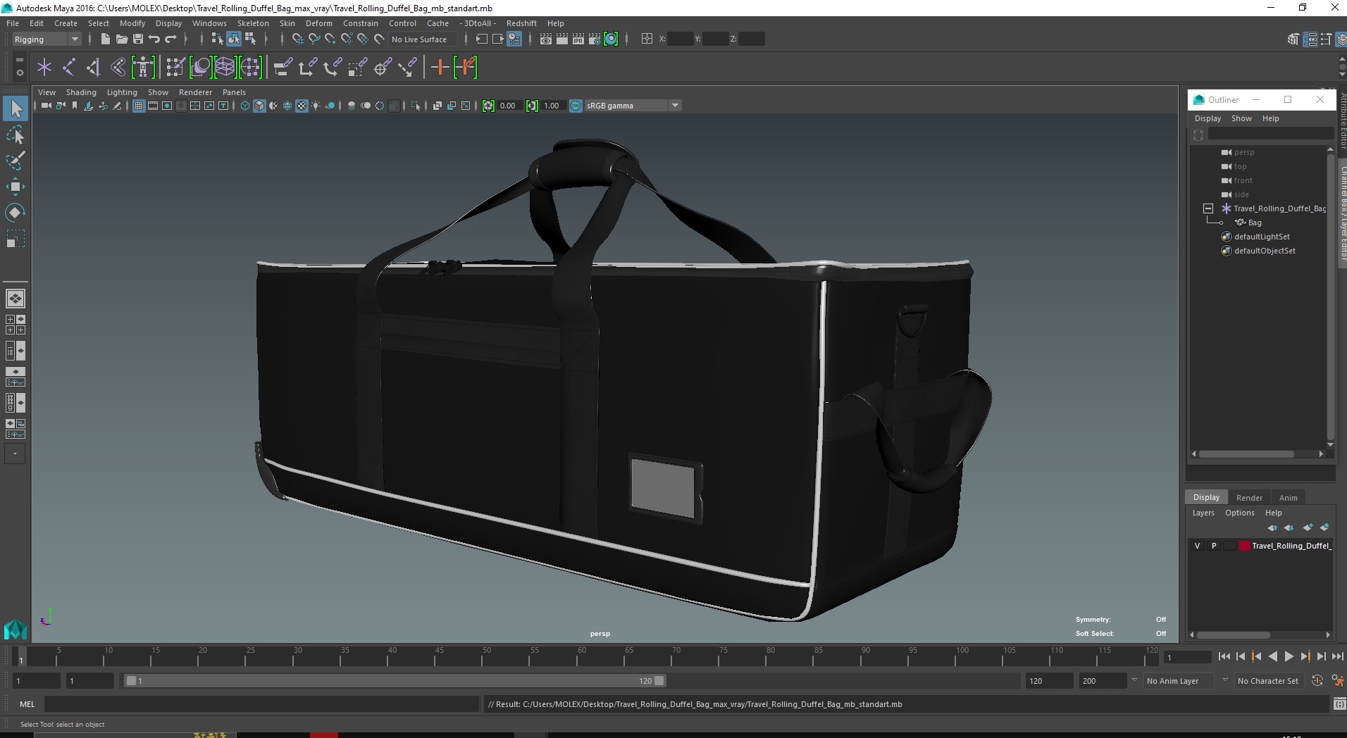 3D model Travel Rolling Duffel Bag