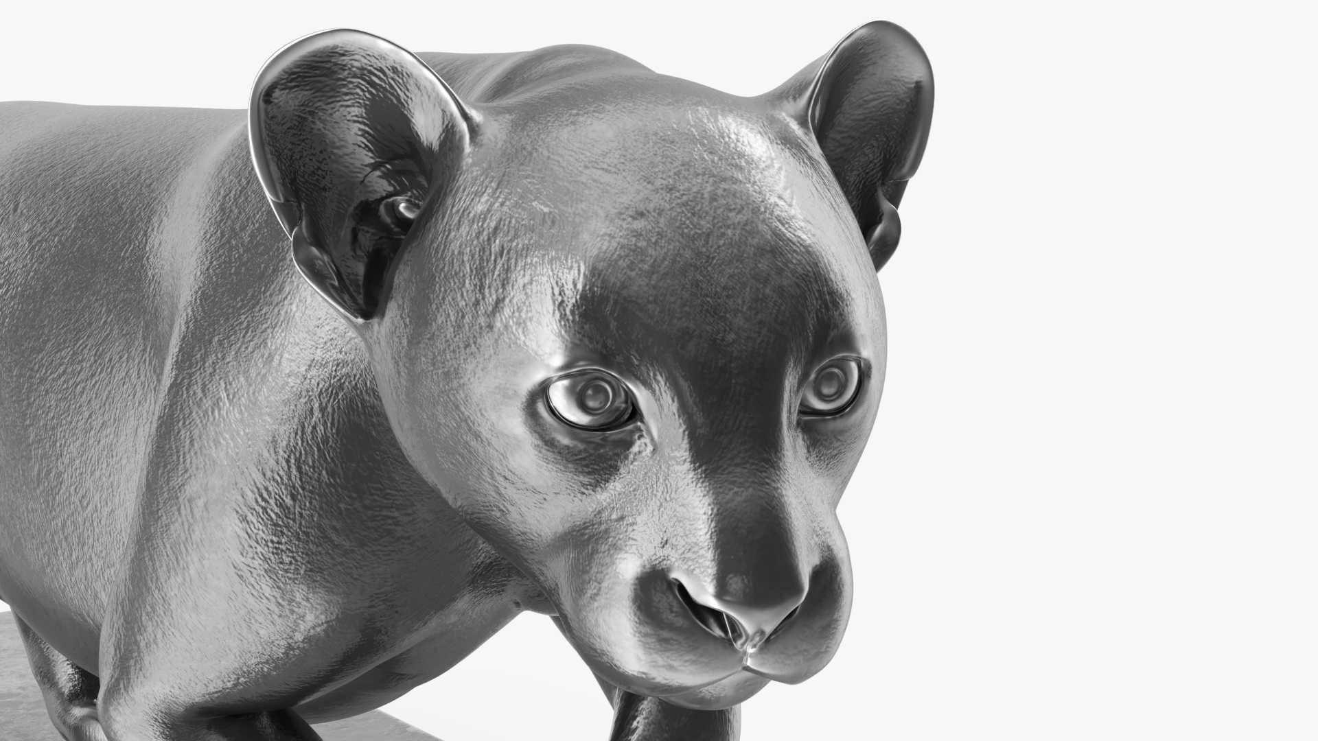 3D Metallic Panther Statue model
