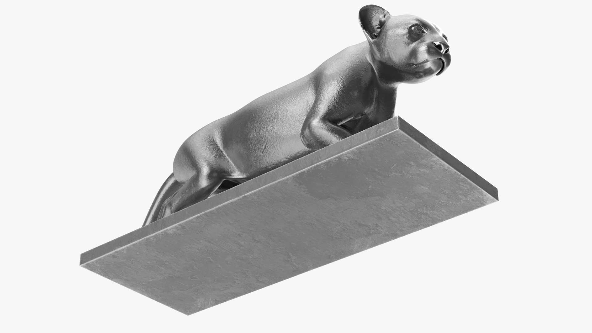 3D Metallic Panther Statue model
