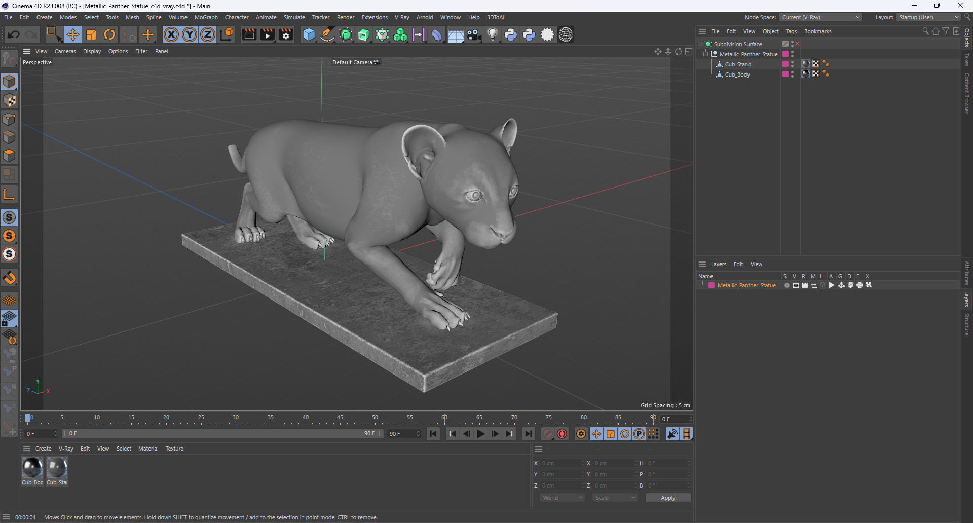3D Metallic Panther Statue model