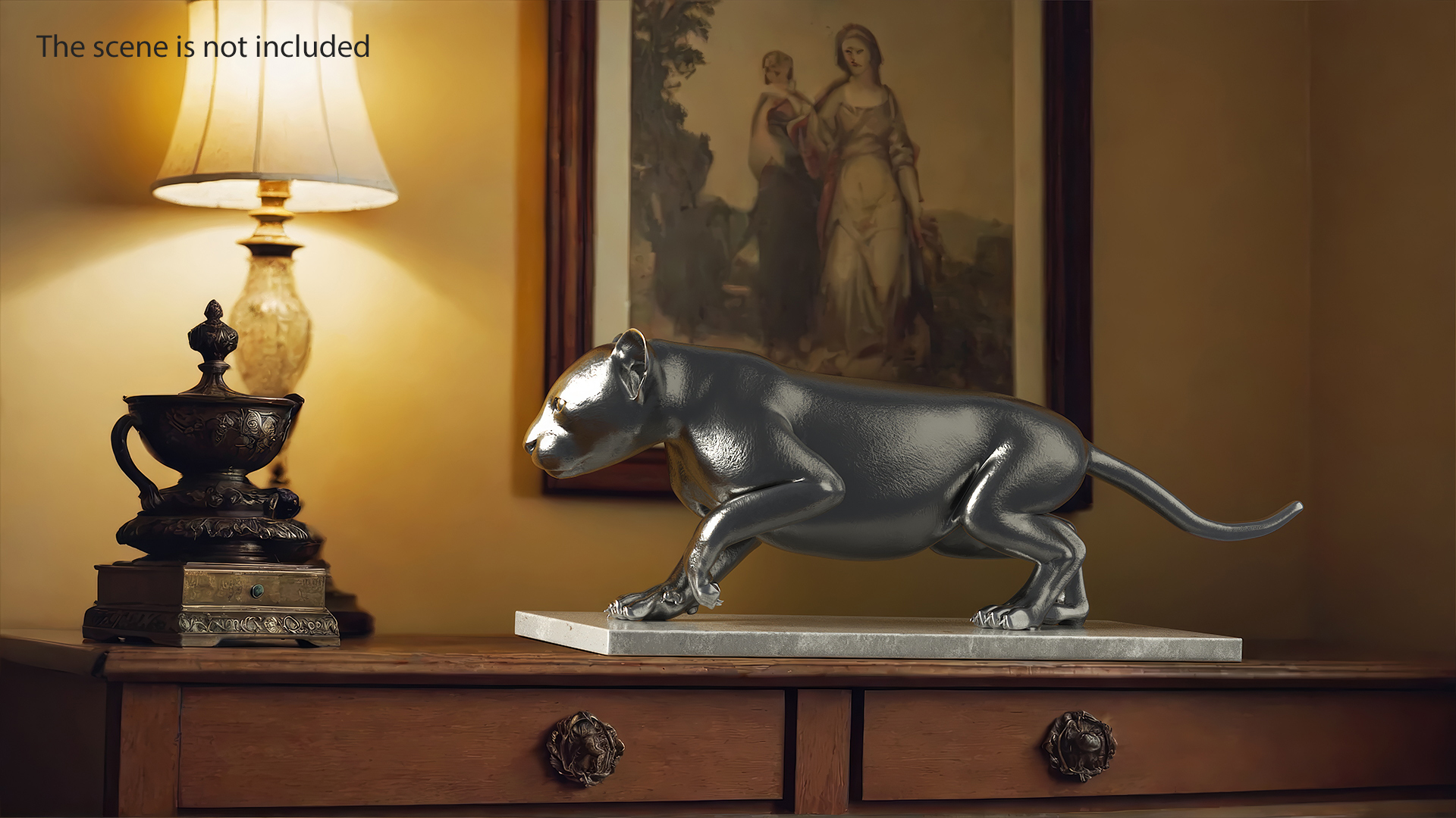 3D Metallic Panther Statue model
