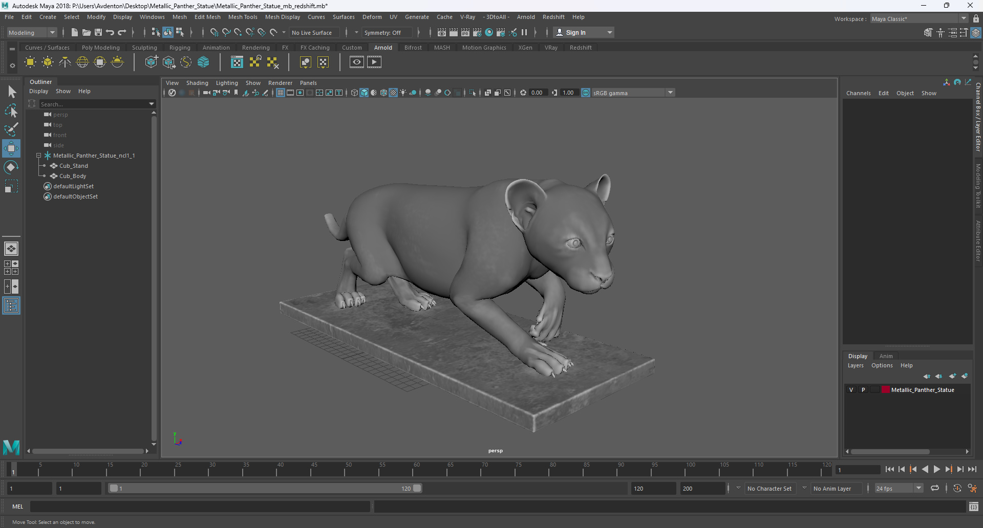 3D Metallic Panther Statue model