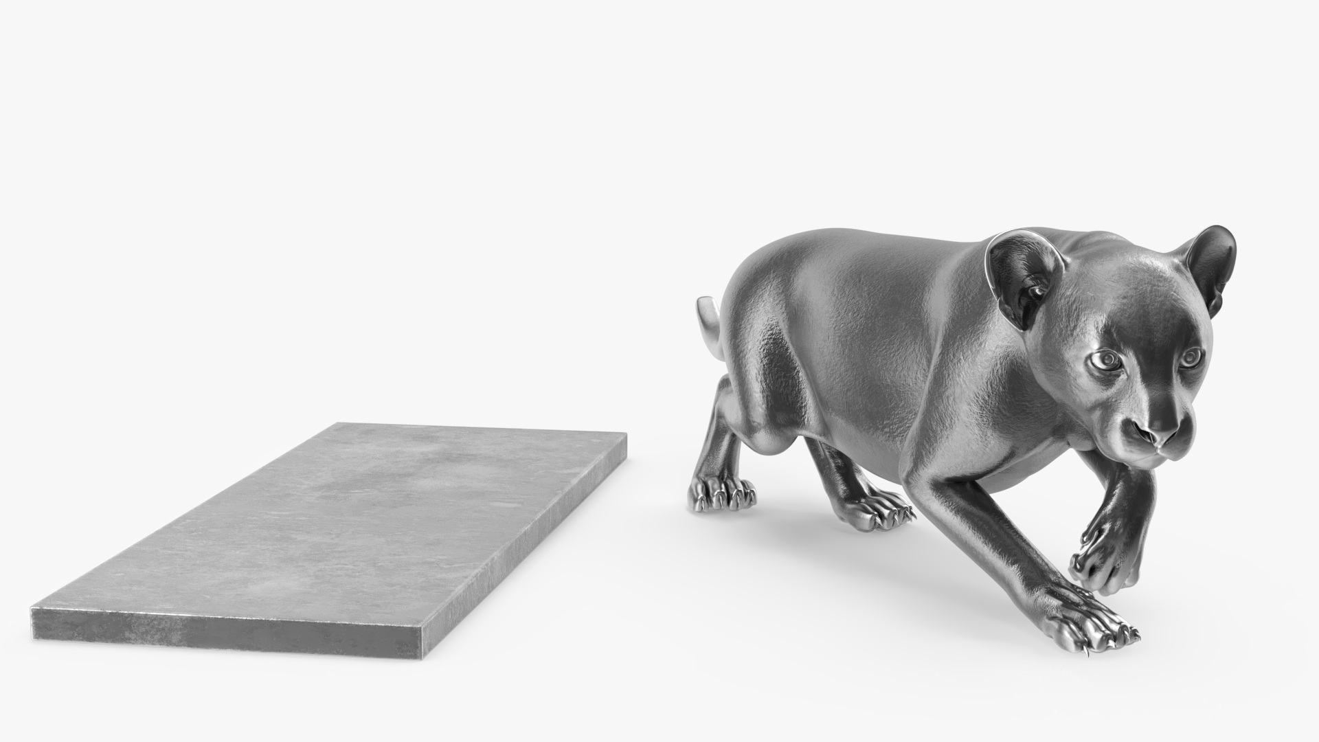 3D Metallic Panther Statue model