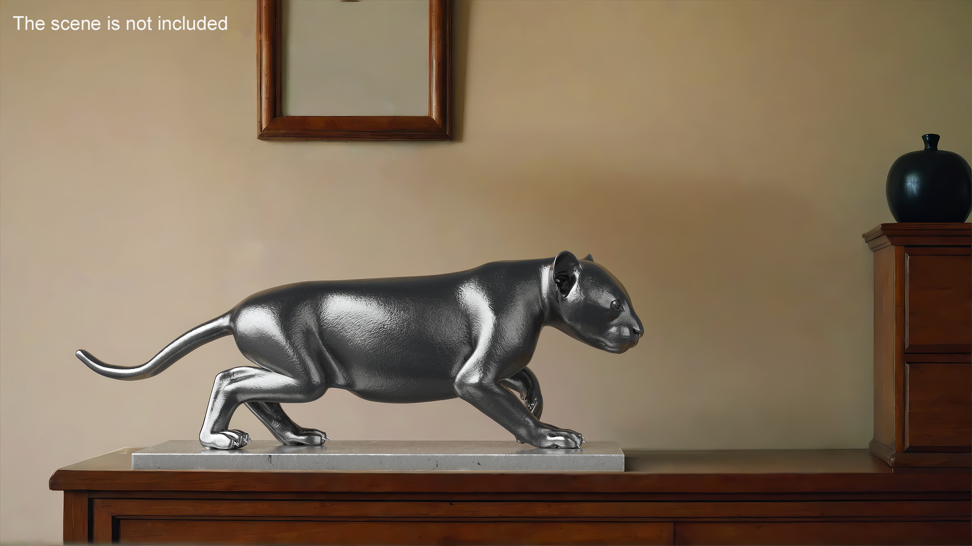 3D Metallic Panther Statue model