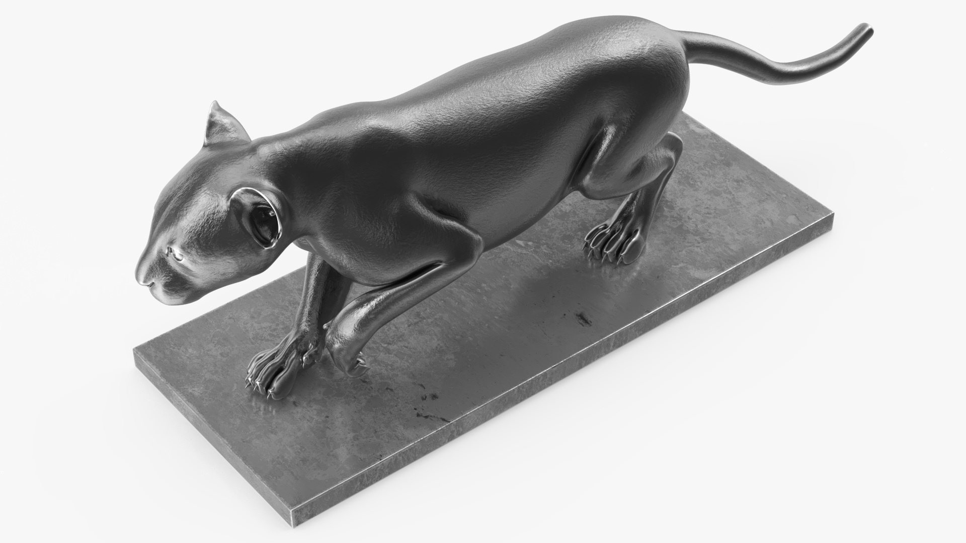3D Metallic Panther Statue model