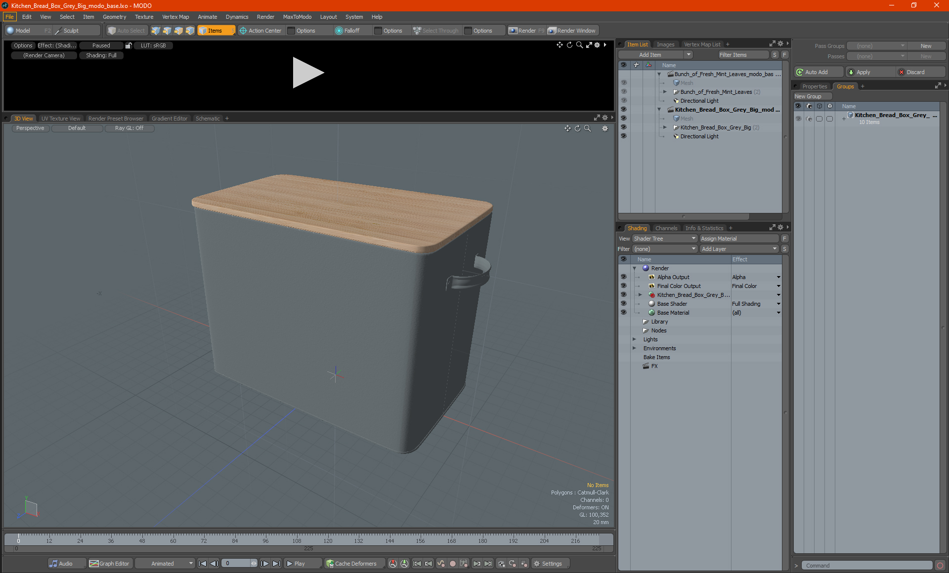 3D Kitchen Bread Box Grey Big
