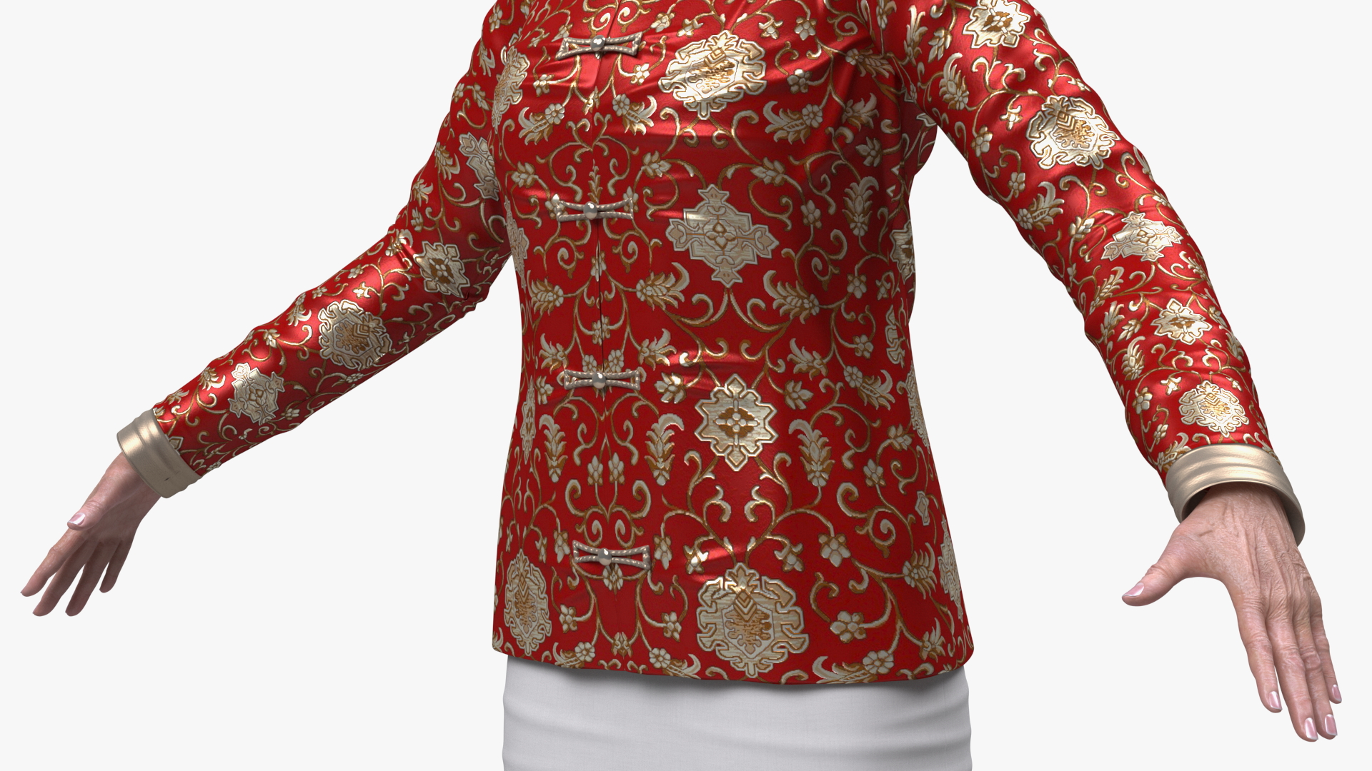 3D Korean Old Lady Traditional Outfit A-Pose