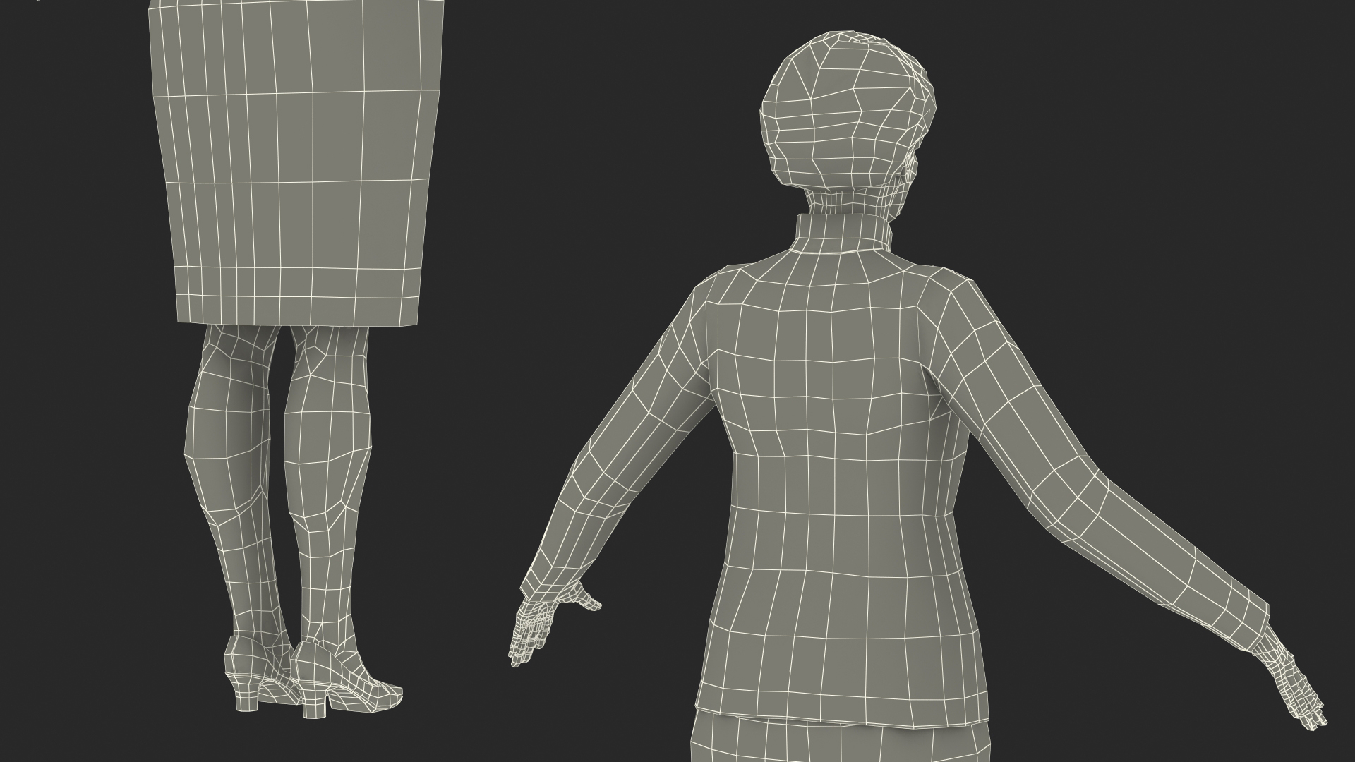 3D Korean Old Lady Traditional Outfit A-Pose