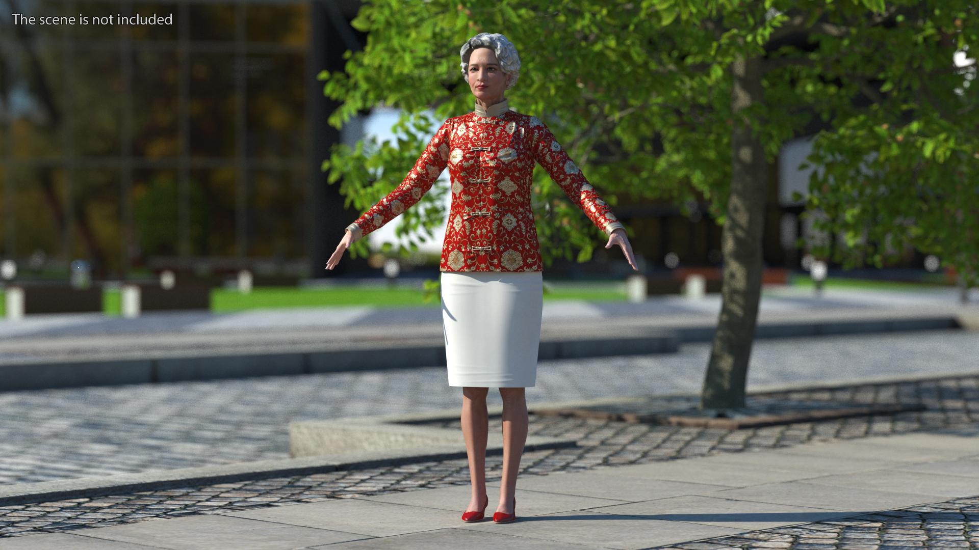 3D Korean Old Lady Traditional Outfit A-Pose