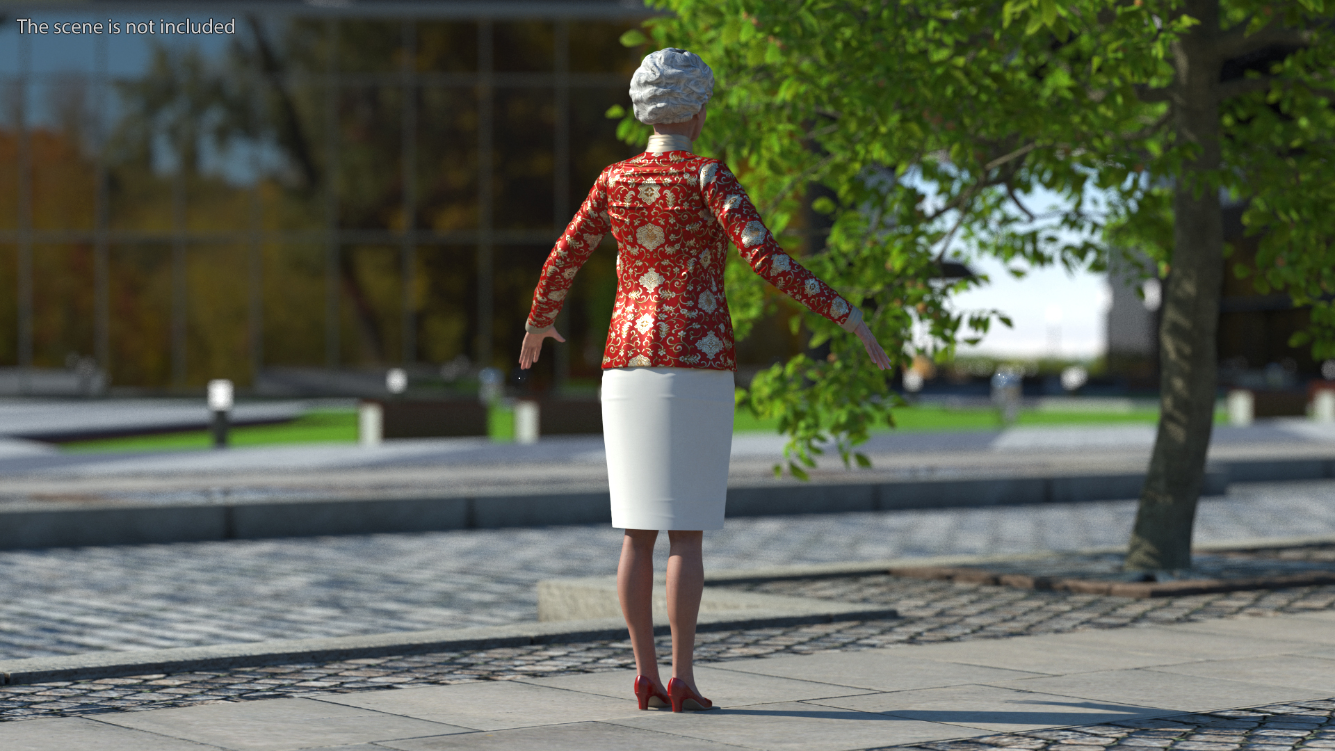 3D Korean Old Lady Traditional Outfit A-Pose