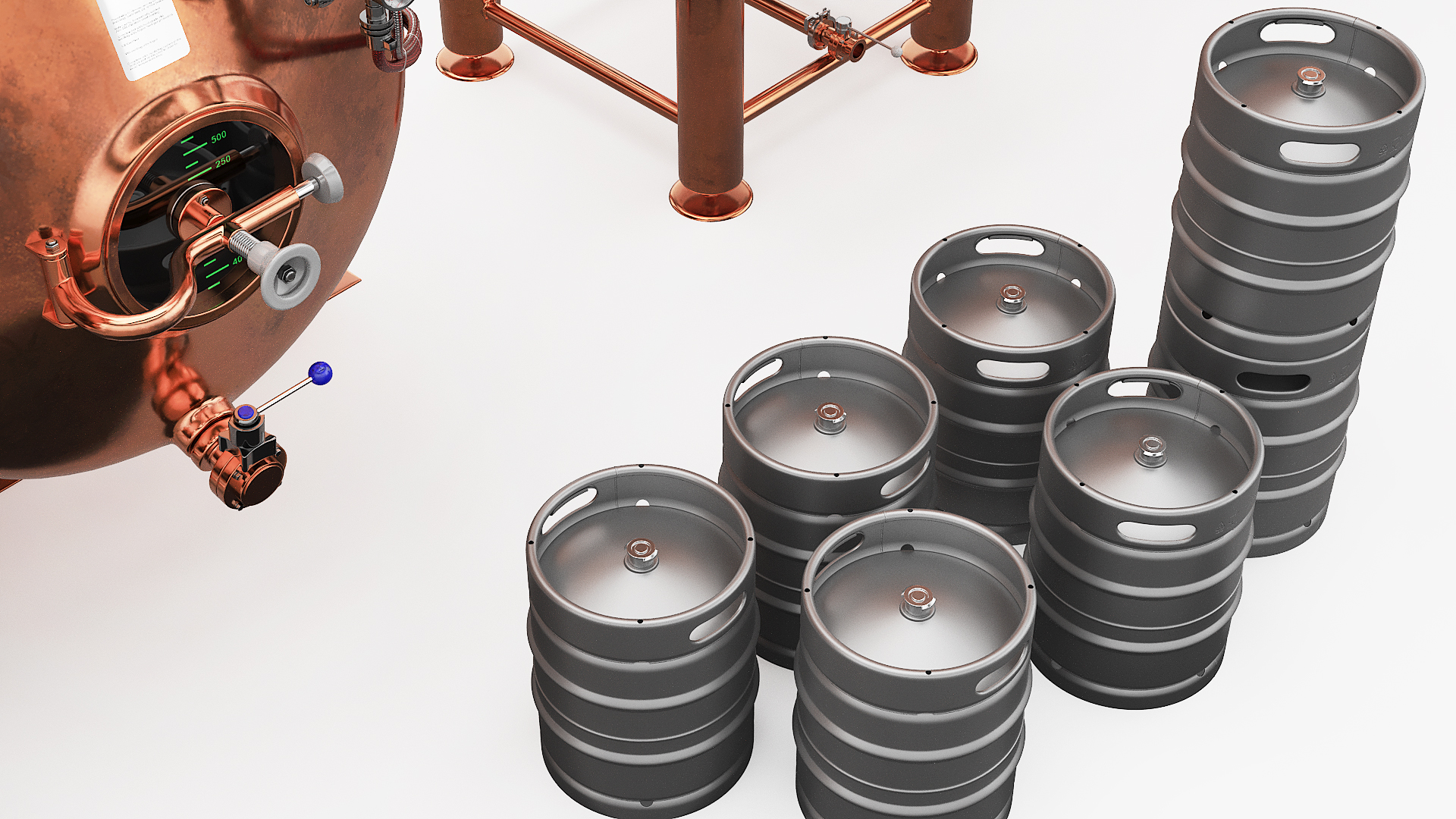 Copper Beer Brewing Equipment with Kegs, view 7