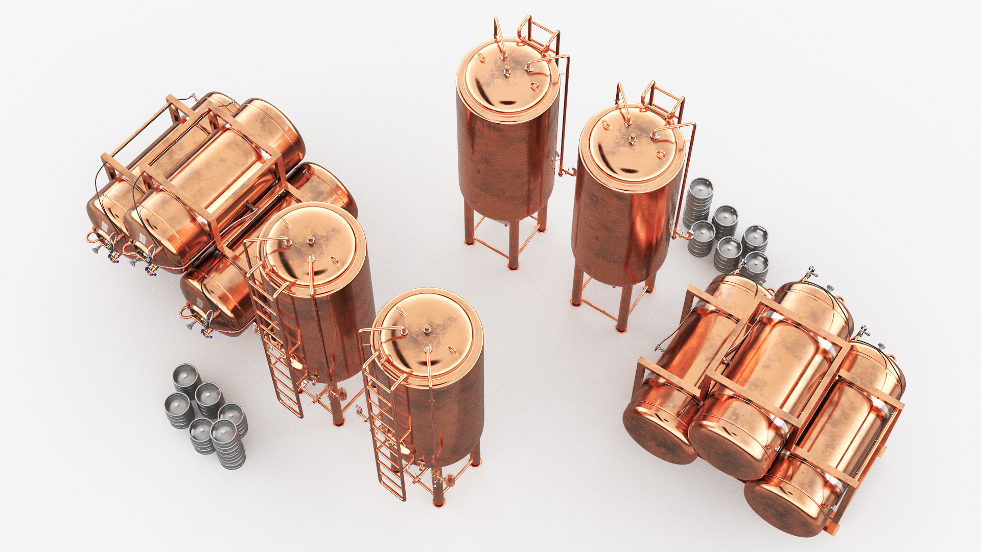 Copper Beer Brewing Equipment with Kegs, view 4