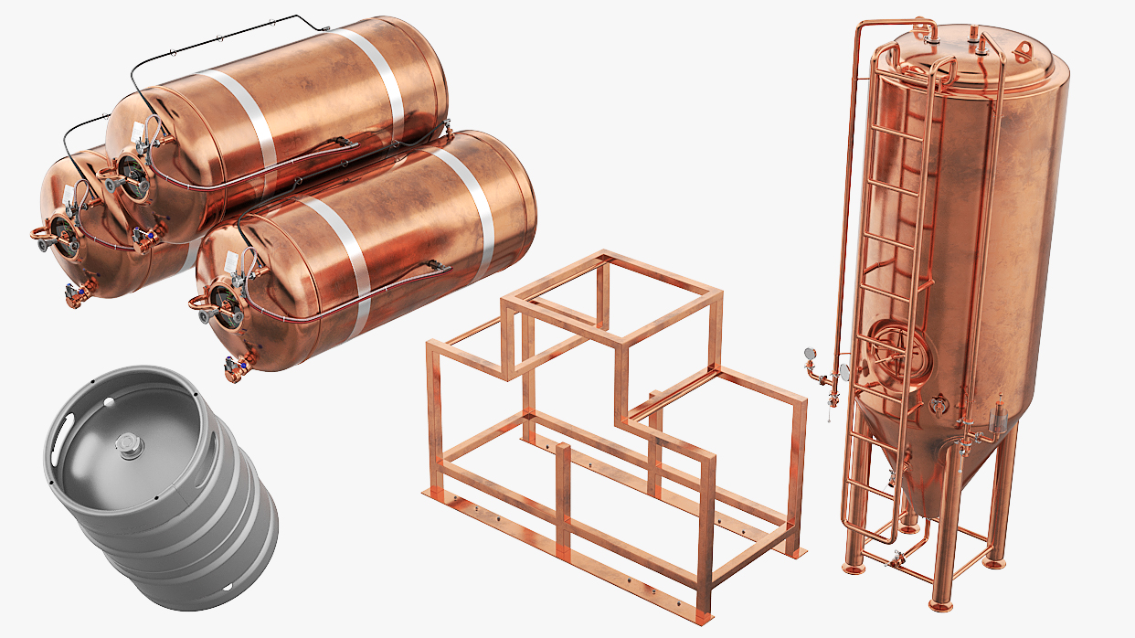 Copper Beer Brewing Equipment with Kegs, view 9