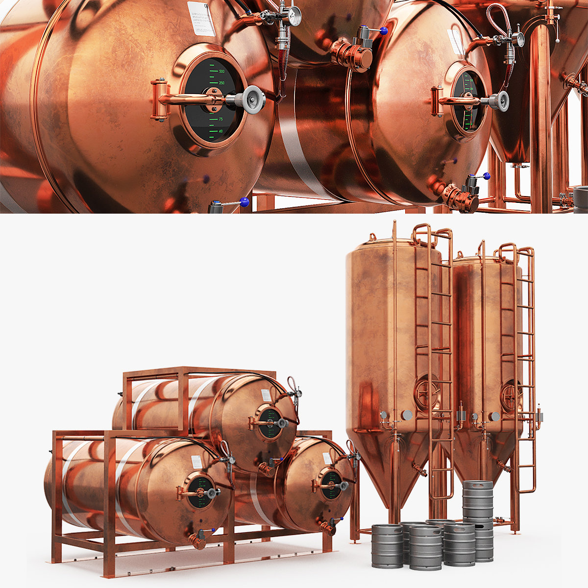Copper Beer Brewing Equipment with Kegs