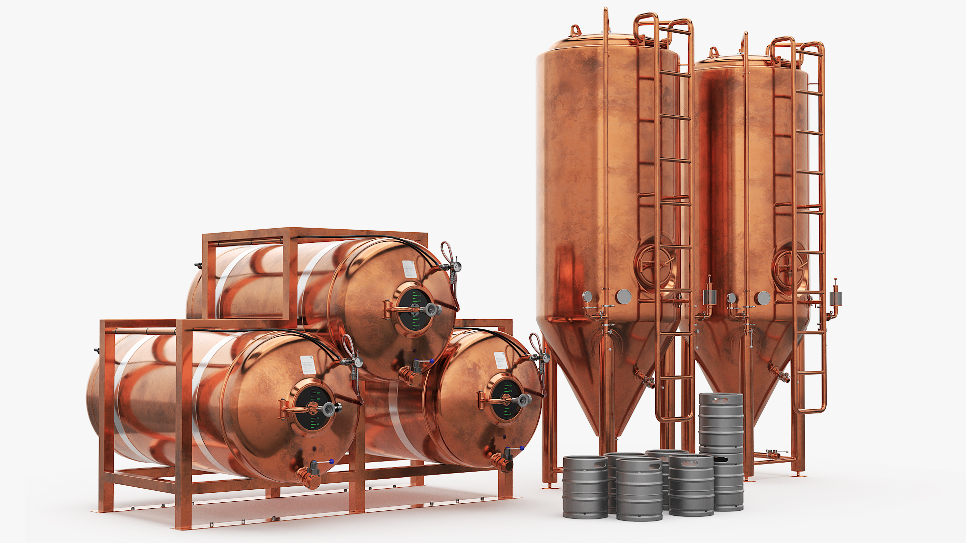 Copper Beer Brewing Equipment with Kegs