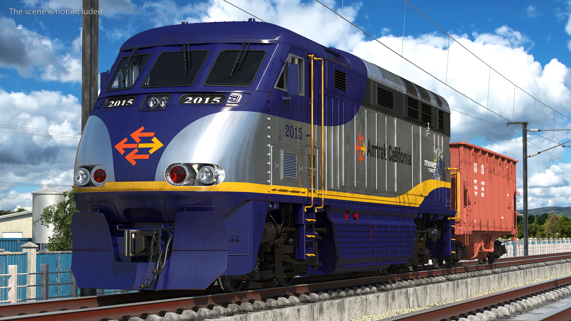 3D model Diesel Electric Locomotive with Hopper Car Generic