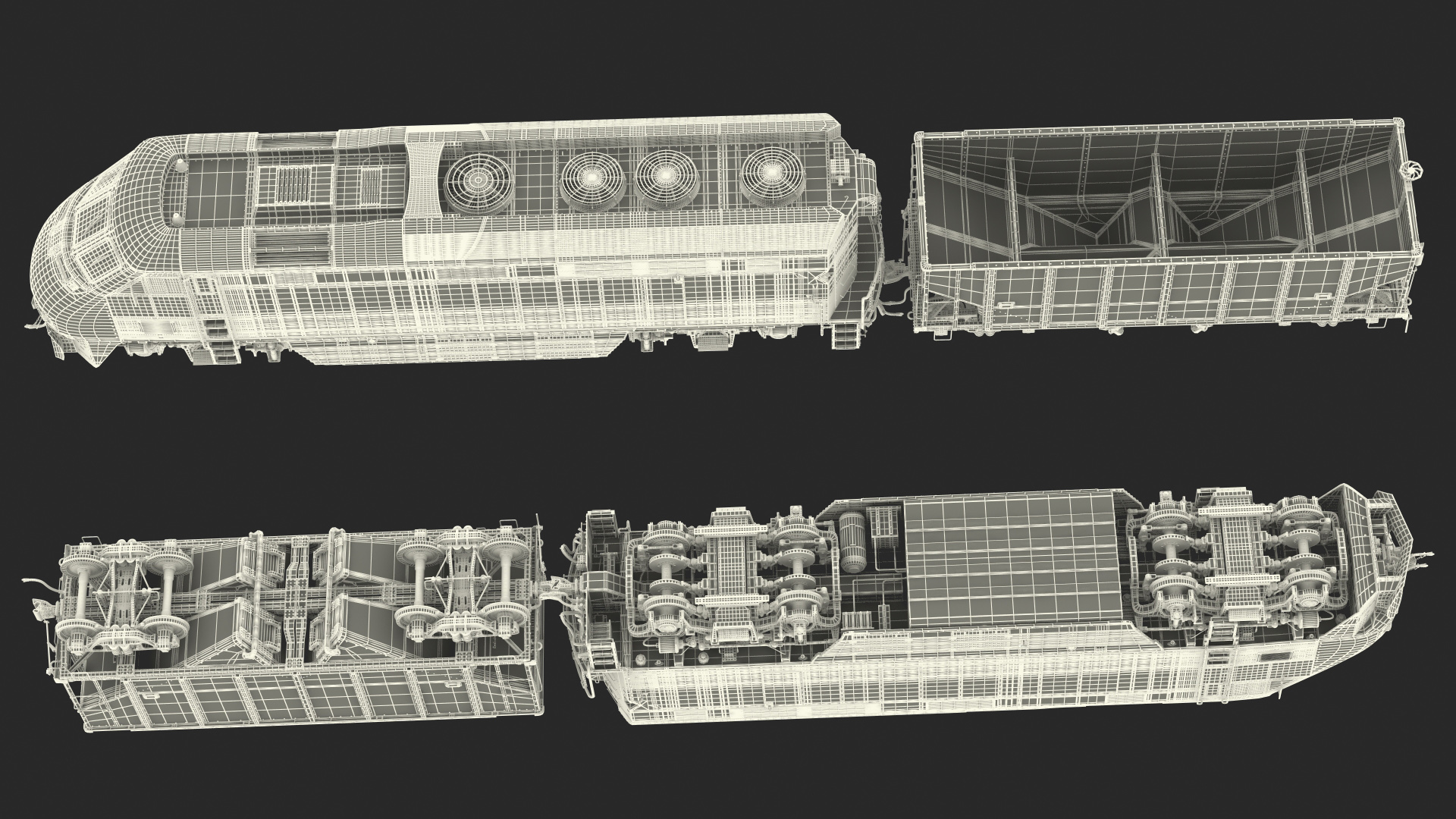 3D model Diesel Electric Locomotive with Hopper Car Generic