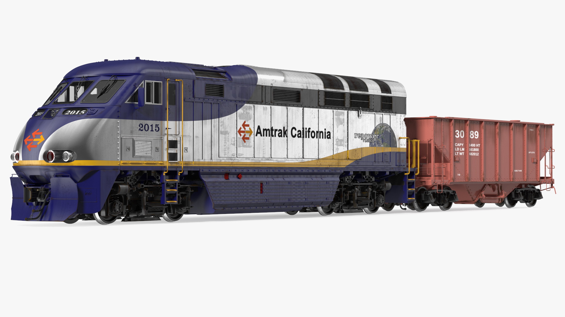 3D model Diesel Electric Locomotive with Hopper Car Generic