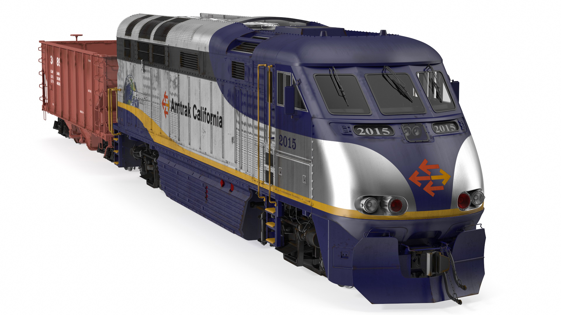 3D model Diesel Electric Locomotive with Hopper Car Generic