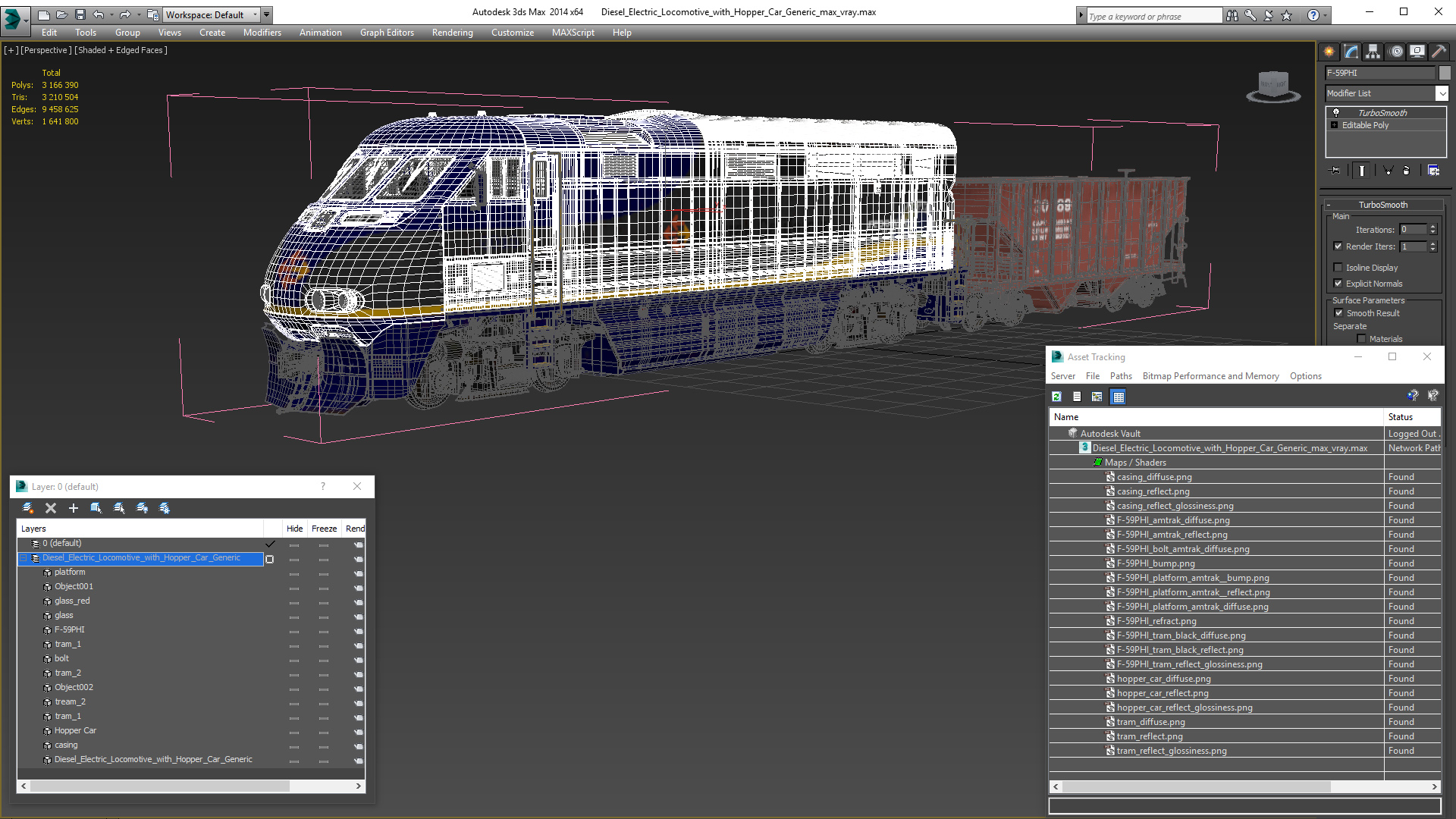 3D model Diesel Electric Locomotive with Hopper Car Generic